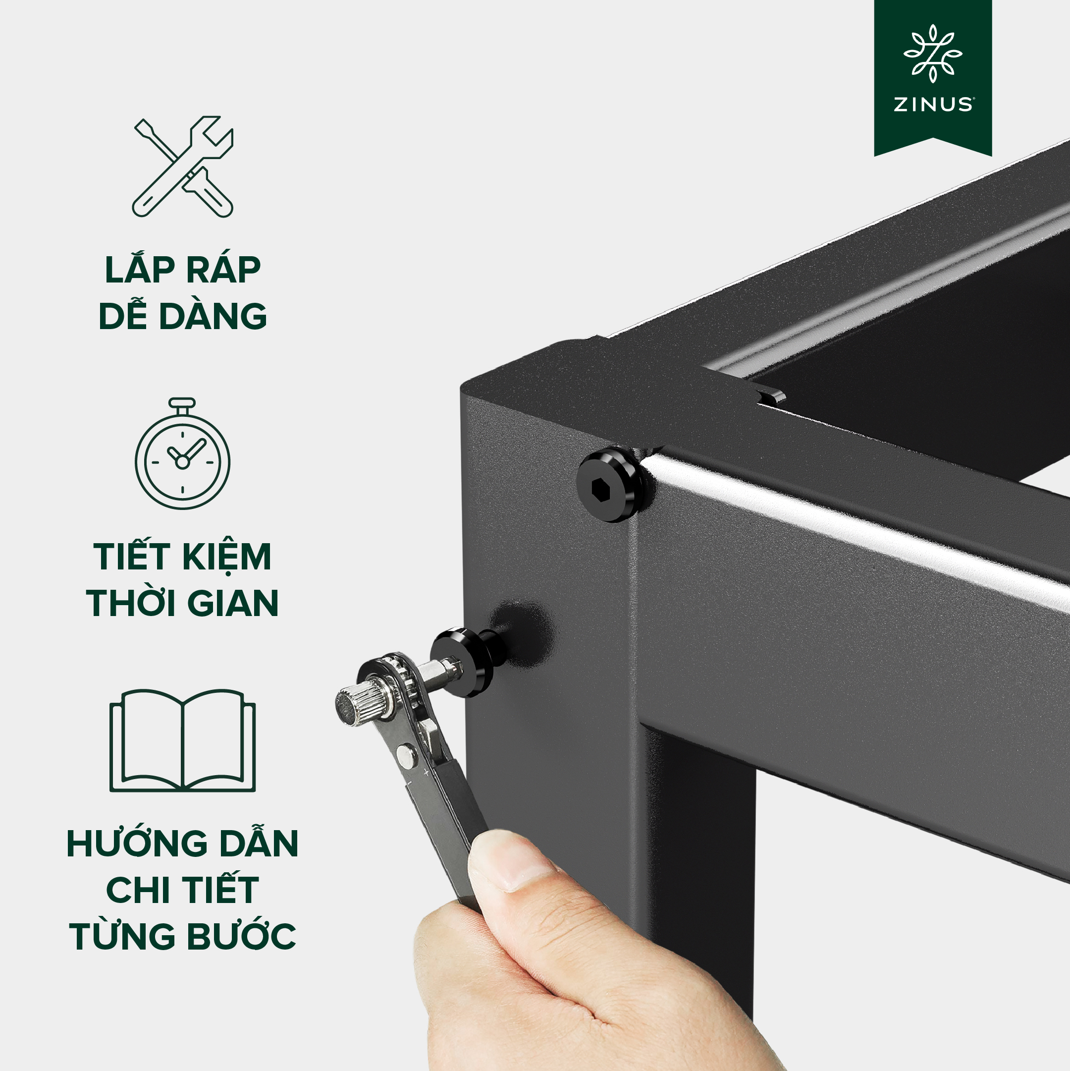 Mô tả Giường Sắt Với Thanh Đỡ Bằng Thép -  Elias 14in metal platform bed frame - 1