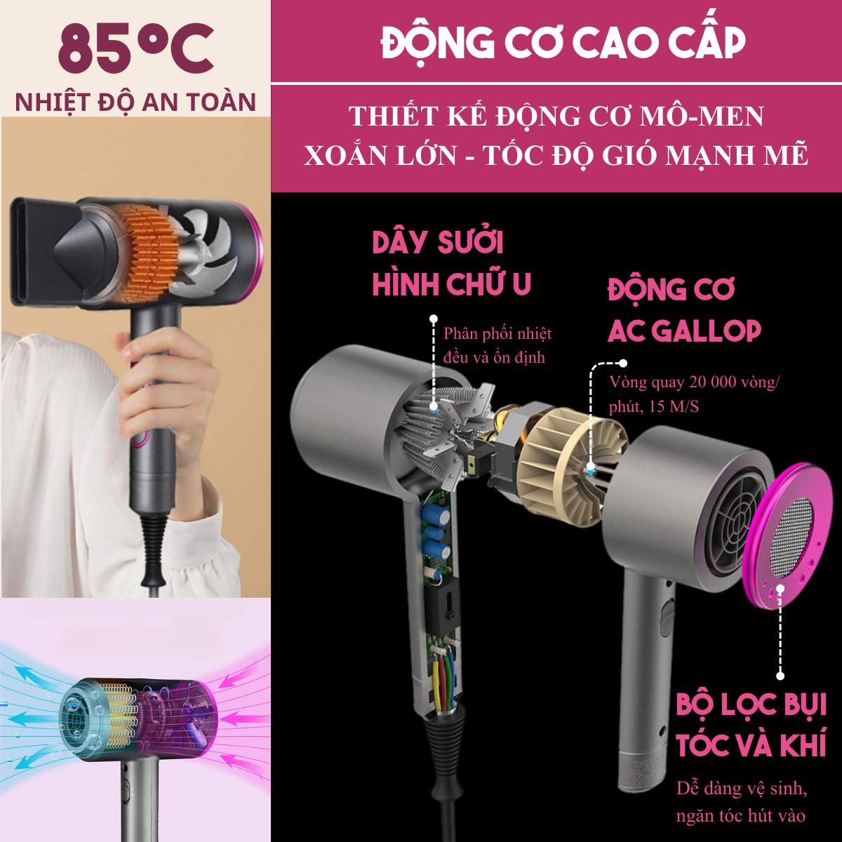 Máy sấy tóc Nanomax D087 - Hình ảnh 2