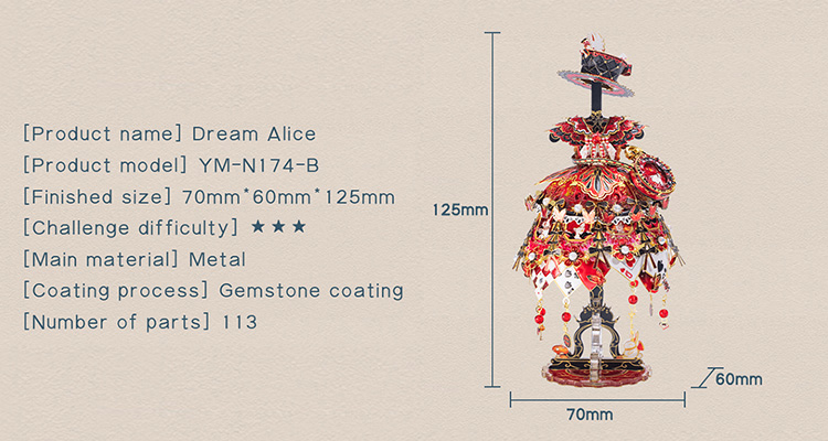 Mô tả Mô Hình Kim Loại Lắp Ráp 3D MU Váy Cưới Cô Dâu (71 mảnh, Đế Mica Đen, Bridal Veil & Dress) YM-N174-A - 9