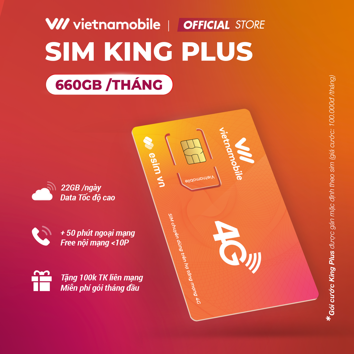 Mô tả Sim Vietnamobile King Plus Data 22GB/Ngày (660GB/Tháng) + 50P Gọi Ngoại Mạng + FREE Nội Mạng + TK 100K Sử Dụng Toàn Quốc - 1
