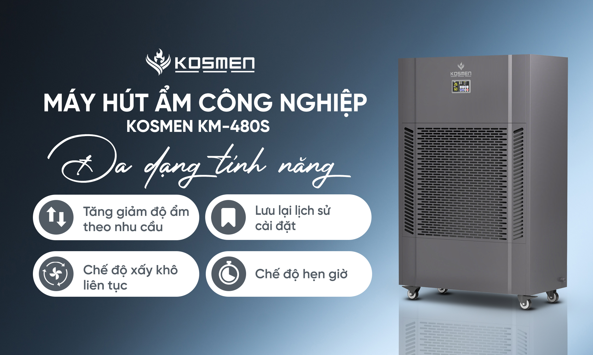 Mô tả Máy Hút Ẩm Công Nghiệp Kosmen KM-480S Công Suất 480 Lít/Ngày- Hàng Chính Hãng Bảo Hành 24 Tháng - 4