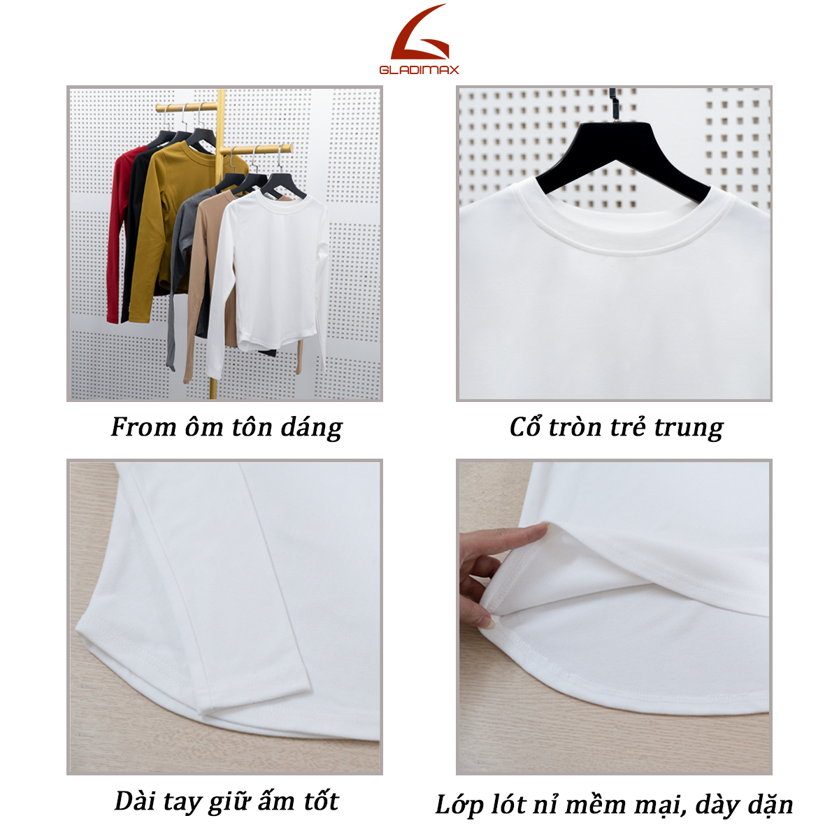 Mô tả Áo Giữ Nhiệt Cổ Trong Dài Tay Chất Liệu Cotton Lông Thỏ Mềm Mịn , Co Dãn 4 Chiều Gladimax T150 - 3