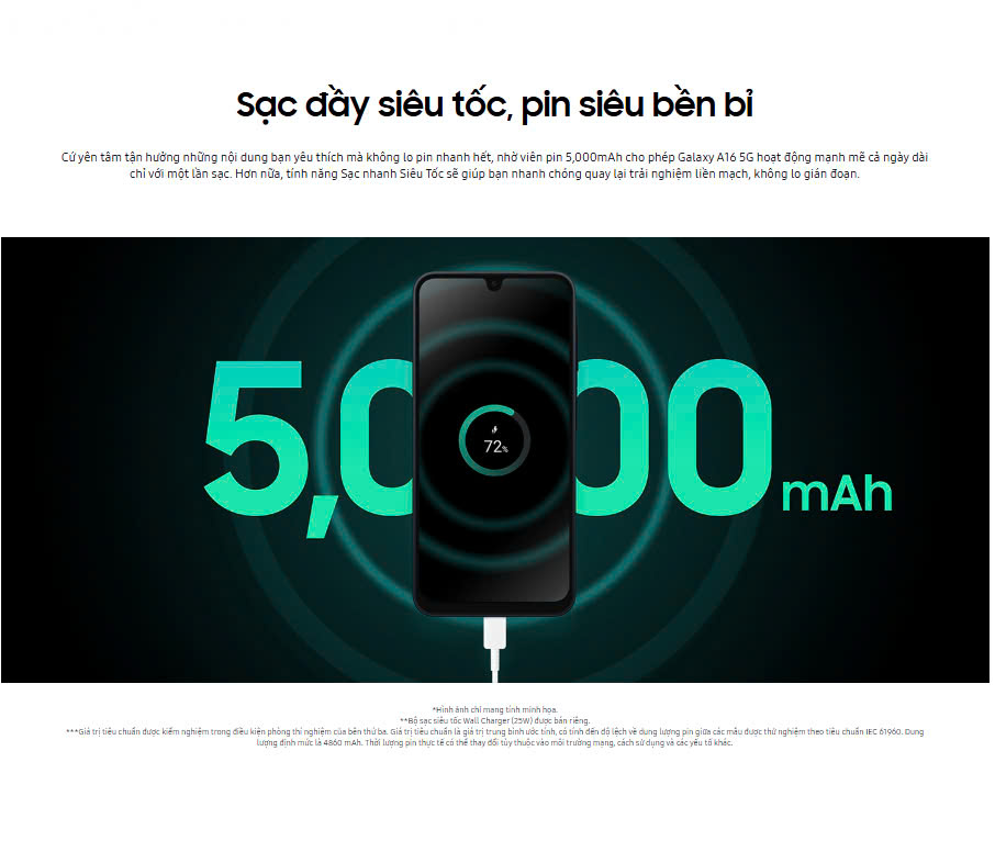 Mô tả Điện thoại Samsung Galaxy A16 LTE Ram 4GB | 128GB, Màn hình 6.7" - Chip MediaTek Helio G99 - 5000 mAh | BH 24 tháng - 3