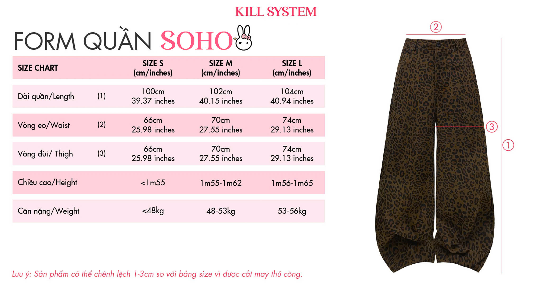 Mô tả 𝐊𝐈𝐋𝐋 𝐒𝐘𝐒𝐓𝐄𝐌 - Quần dài kaki ống rộng da beo SoHo - 2