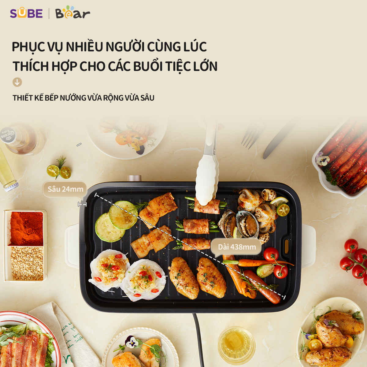Mô tả Bếp Nướng Điện Không Khói Bear Đa Năng Chiên Xào Khay Nướng Hệ Thống Phát Nhiệt 5U Phân Bố Nhiệt Đồng Đều GR-4H15C - 5