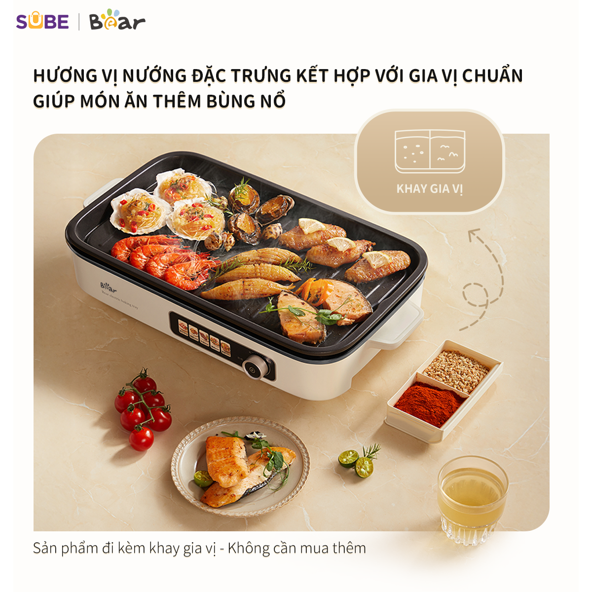 Mô tả Bếp Nướng Điện Không Khói Bear Đa Năng Chiên Xào Khay Nướng Hệ Thống Phát Nhiệt 5U Phân Bố Nhiệt Đồng Đều GR-4H15C - 7