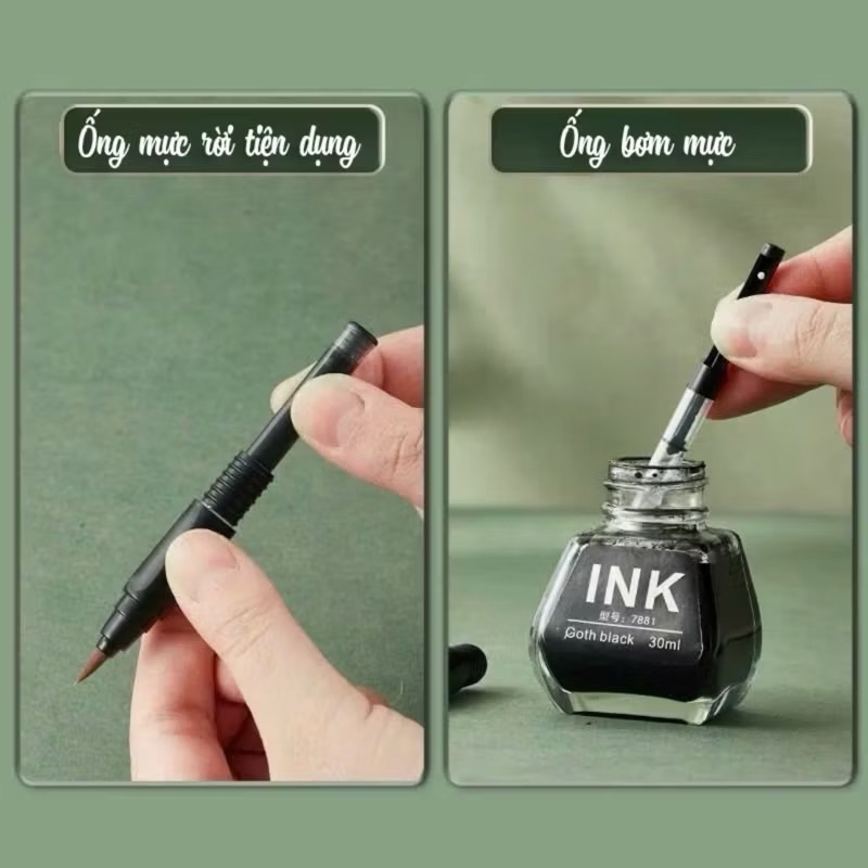 Mô tả Bút Lông Bấm Tiện Dụng - Viết Thư Pháp Tiểu Khải, Cỡ Chữ Nhỏ ( Tặng 20 Ống Mực) - 2