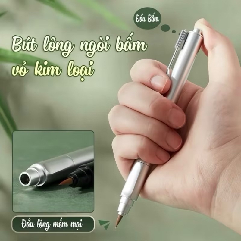 Mô tả Bút Lông Bấm Tiện Dụng - Viết Thư Pháp Tiểu Khải, Cỡ Chữ Nhỏ ( Tặng 20 Ống Mực) - 1