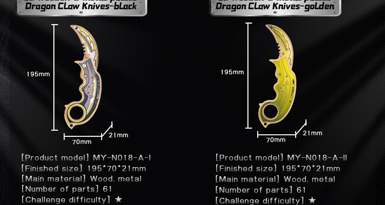 Mô tả Mô Hình Gỗ 3D Lắp Ráp MU Đồ Chơi Dragon Claw (61 mảnh, Màu Đen) MY-N018A-I - WP262 - 7