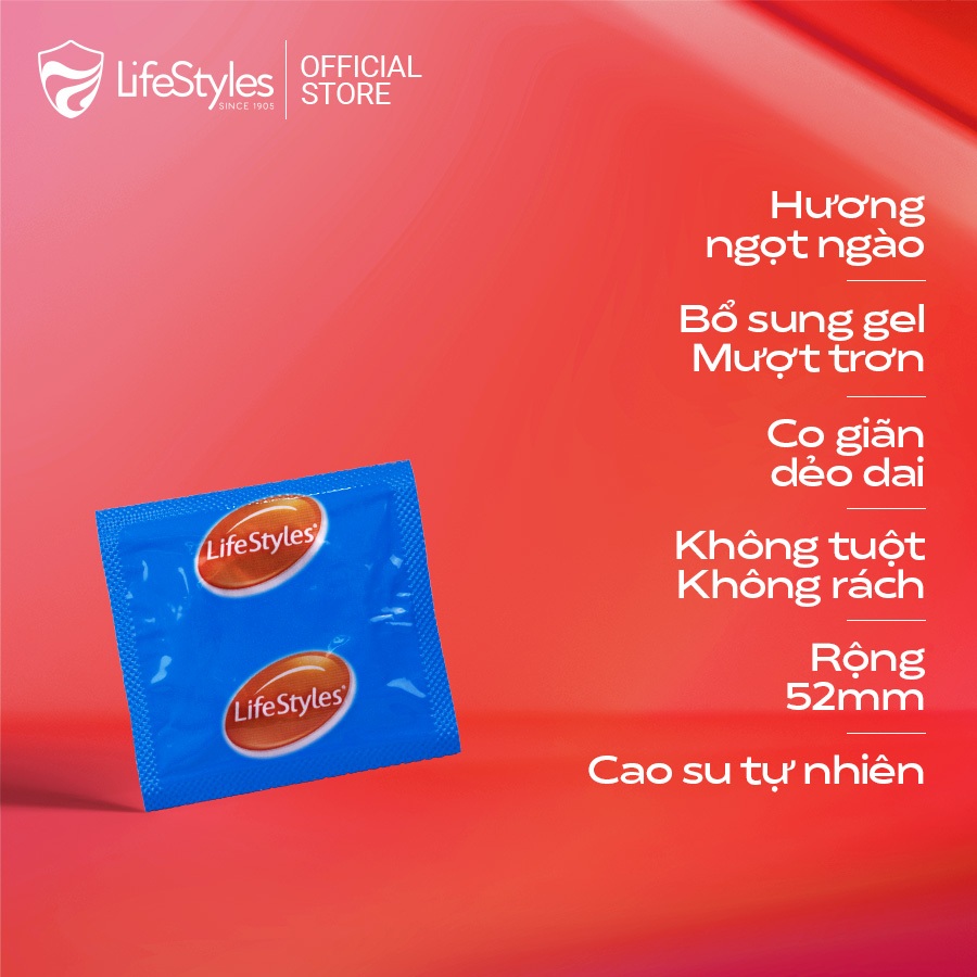 Mô tả Bao cao su hương dâu thơm vị trái cây LifeStyles Mixed Berry hộp 3 bcs - 2