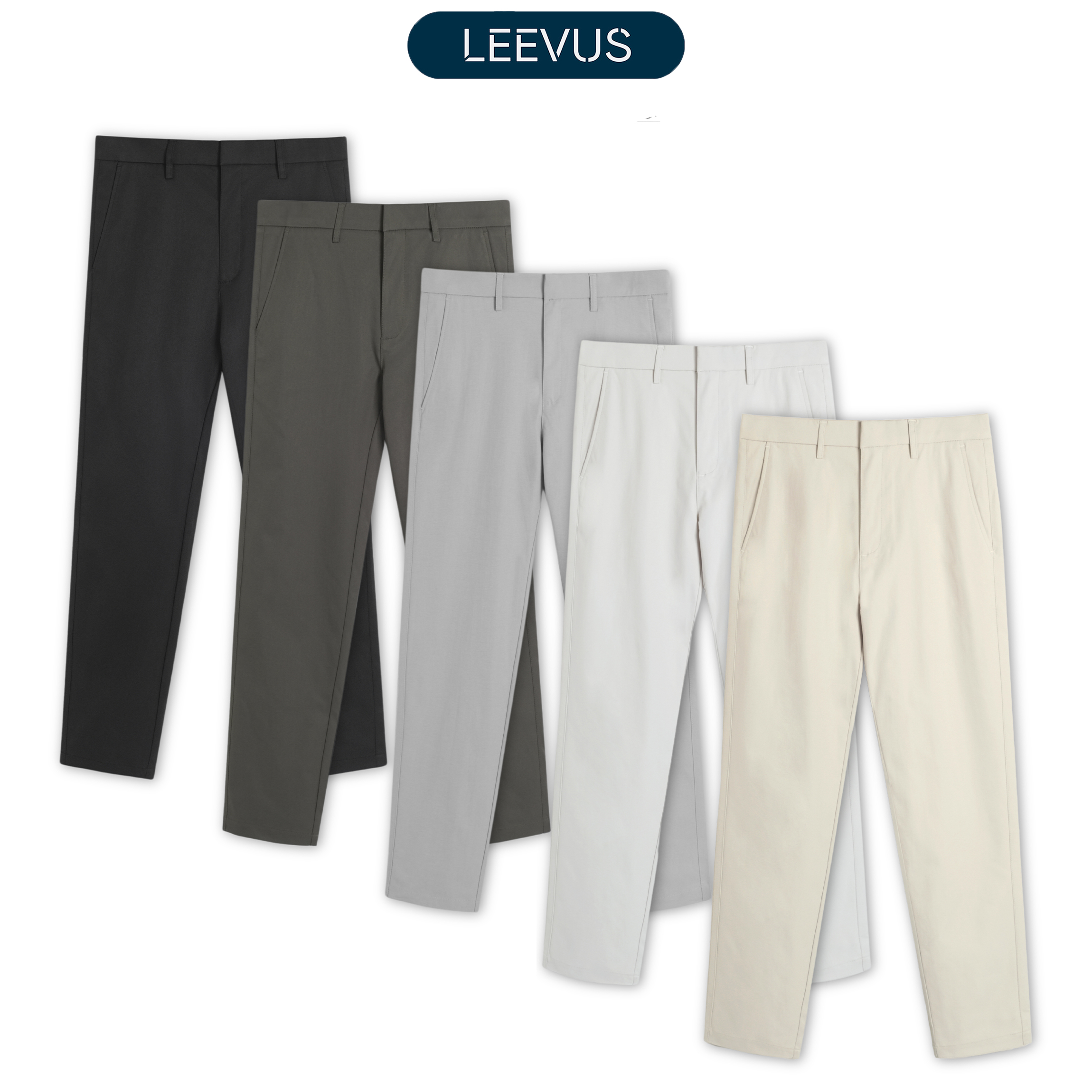 Mô tả Quần Dài Stretch Chinos chất liệu Khaki Poplin mịn mỏng thanh lịch và tinh tế LEEVUS QD05 - 1