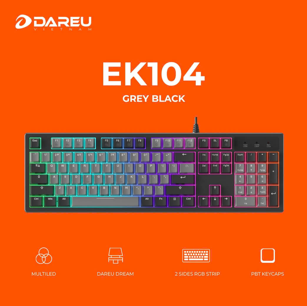 Mô tả Bàn phím cơ Gaming DAREU EK104 Grey Black 104KEY MULTI LED - 3