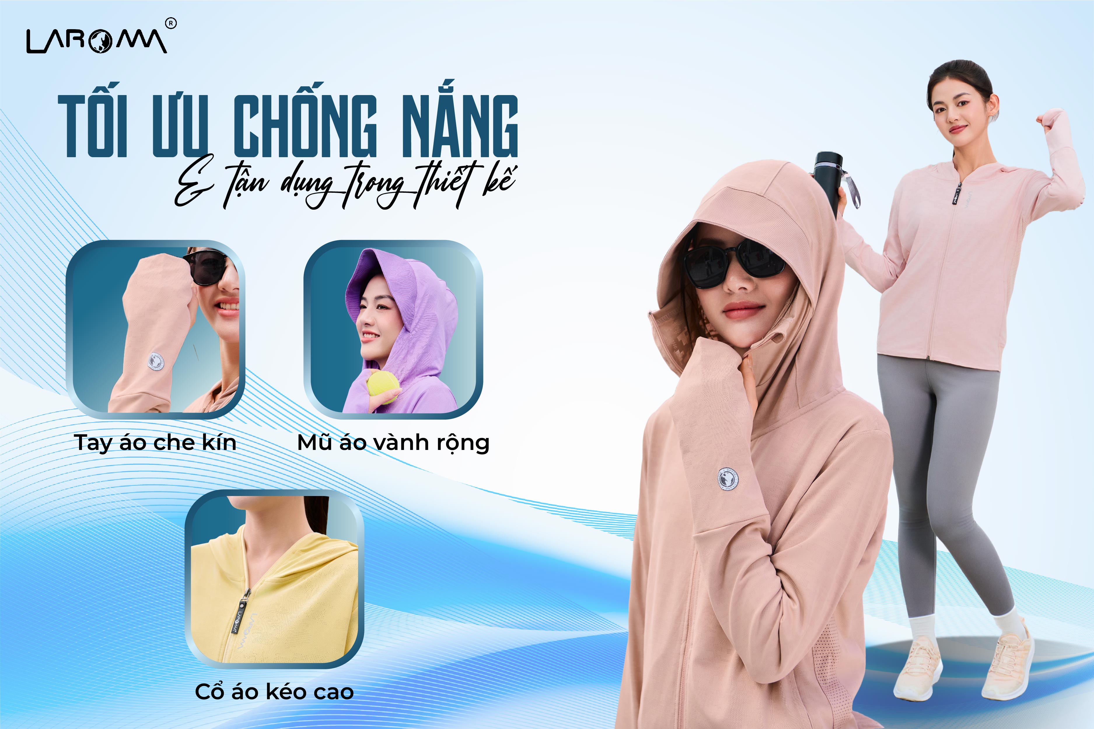 Mô tả Áo Chống Nắng Nữ 2 Lớp Dệt Laroma| UPF50+ | Vải Thơm | Làm Mát | Thời Trang | Đa Dụng - 5