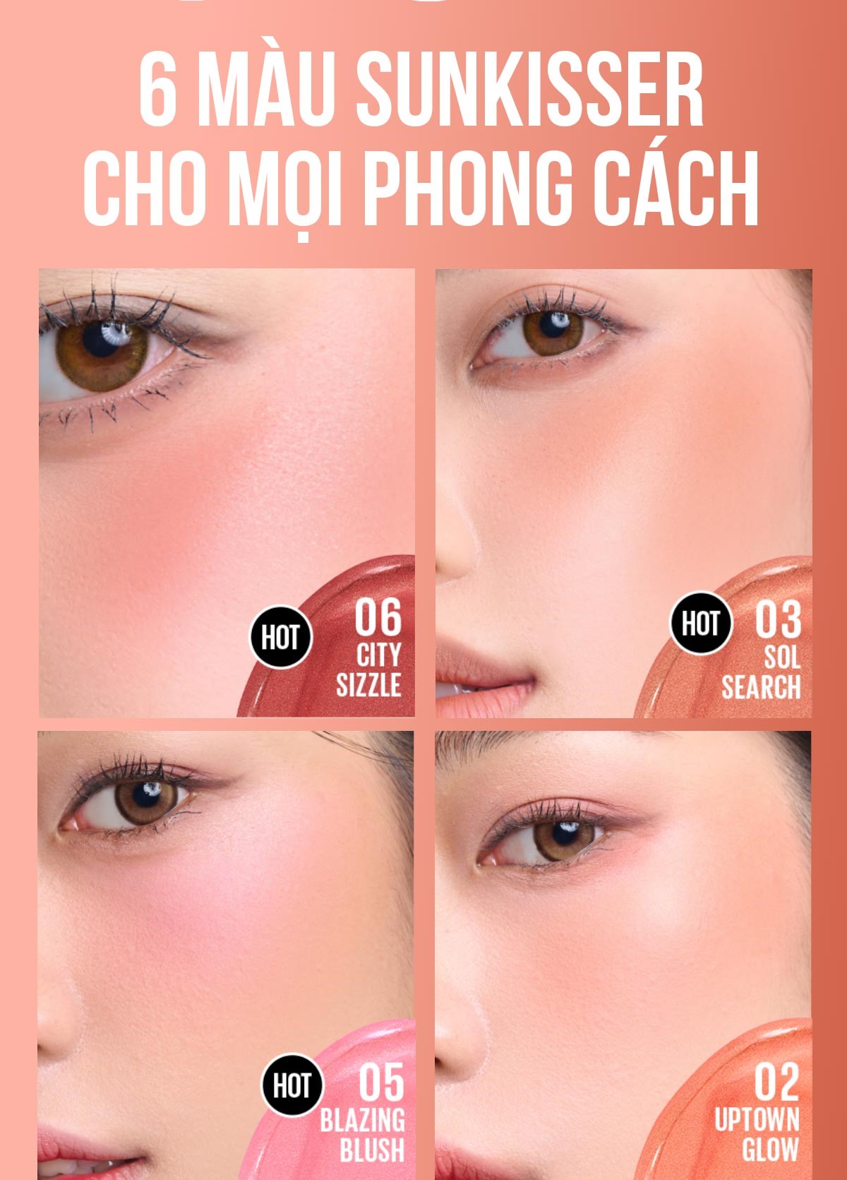 Mô tả Má Hồng Kem Sunkisser Căng Mọng Bền Màu 12H Maybelline New York 4.7ml - 3