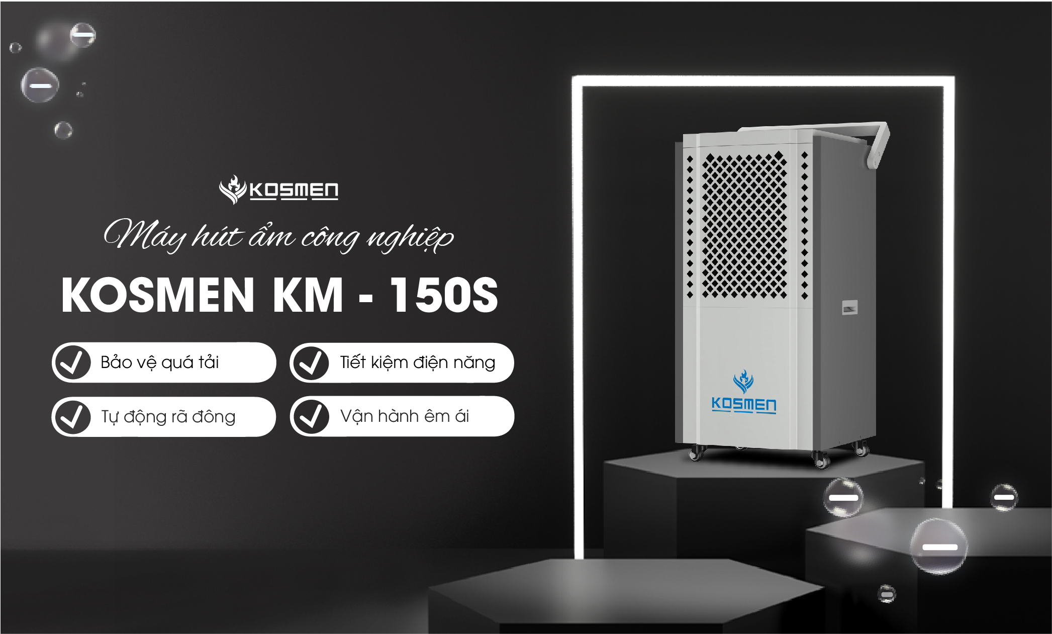 Mô tả Máy Hút Ẩm Công Nghiệp Kosmen KM-150S Phù hợp diện tích 200m² - Hàng Chính Hãng Bảo Hành 24 Tháng - 5