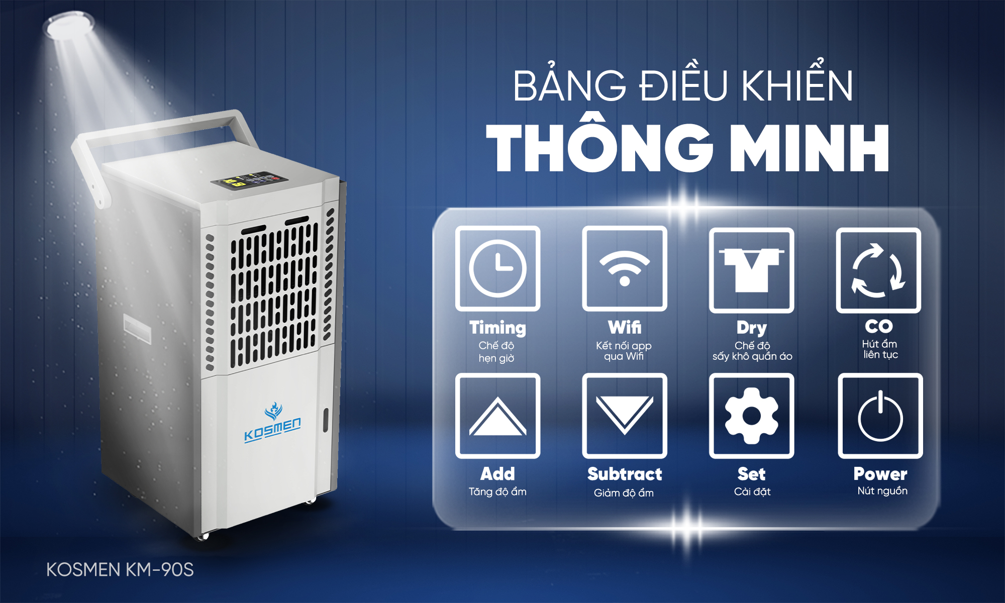 Mô tả Máy Hút Ẩm Công Nghiệp Kosmen KM-90S Dung Tích Bình Nước 8L - Hàng Chính Hãng Bảo Hành 24 Tháng - 1