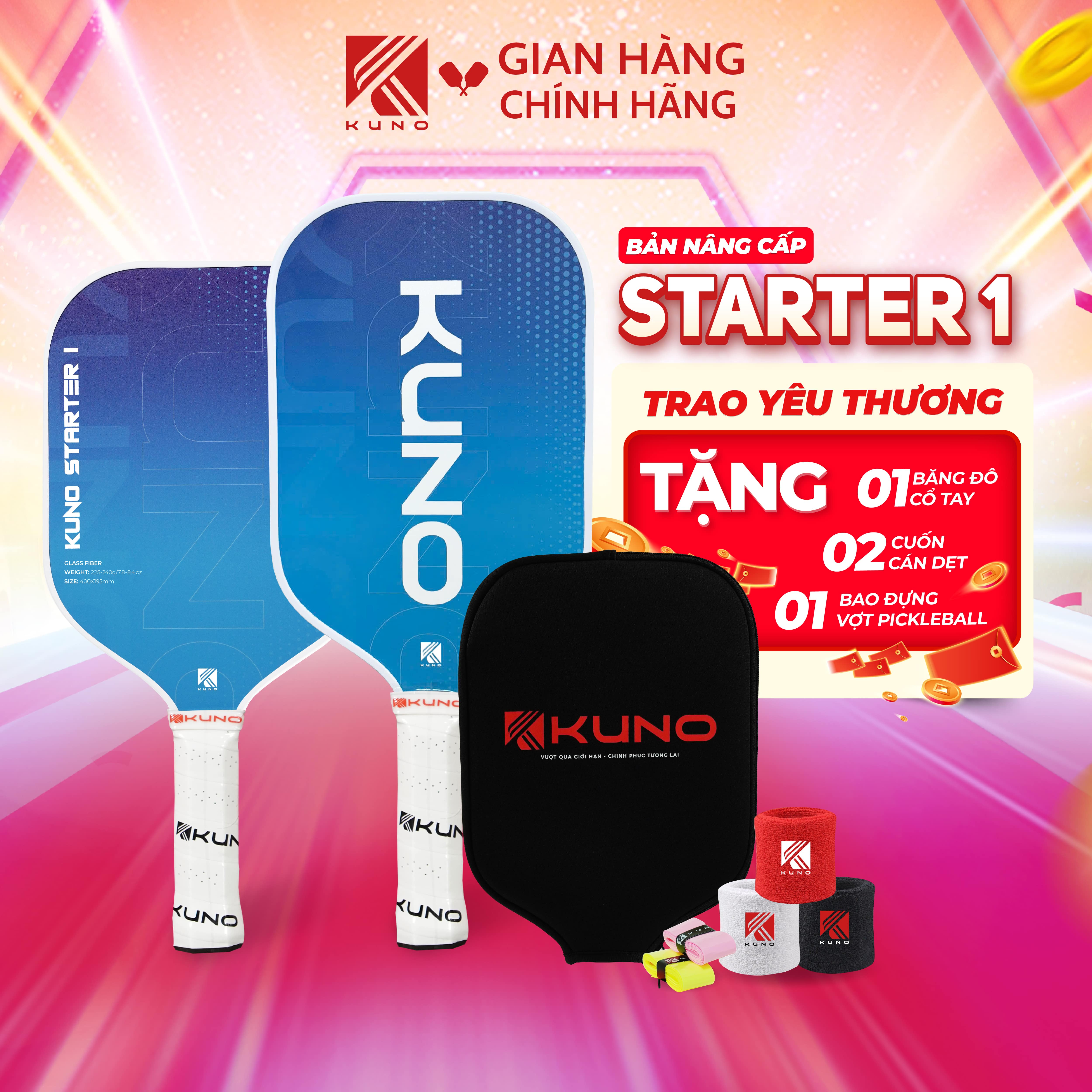 Mô tả Vợt Pickleball Kuno Starter 1 Chính Hãng Dành Cho Người Mới Chơi, Chất Liệu Sợi Thủy Tinh Cao Cấp - 1