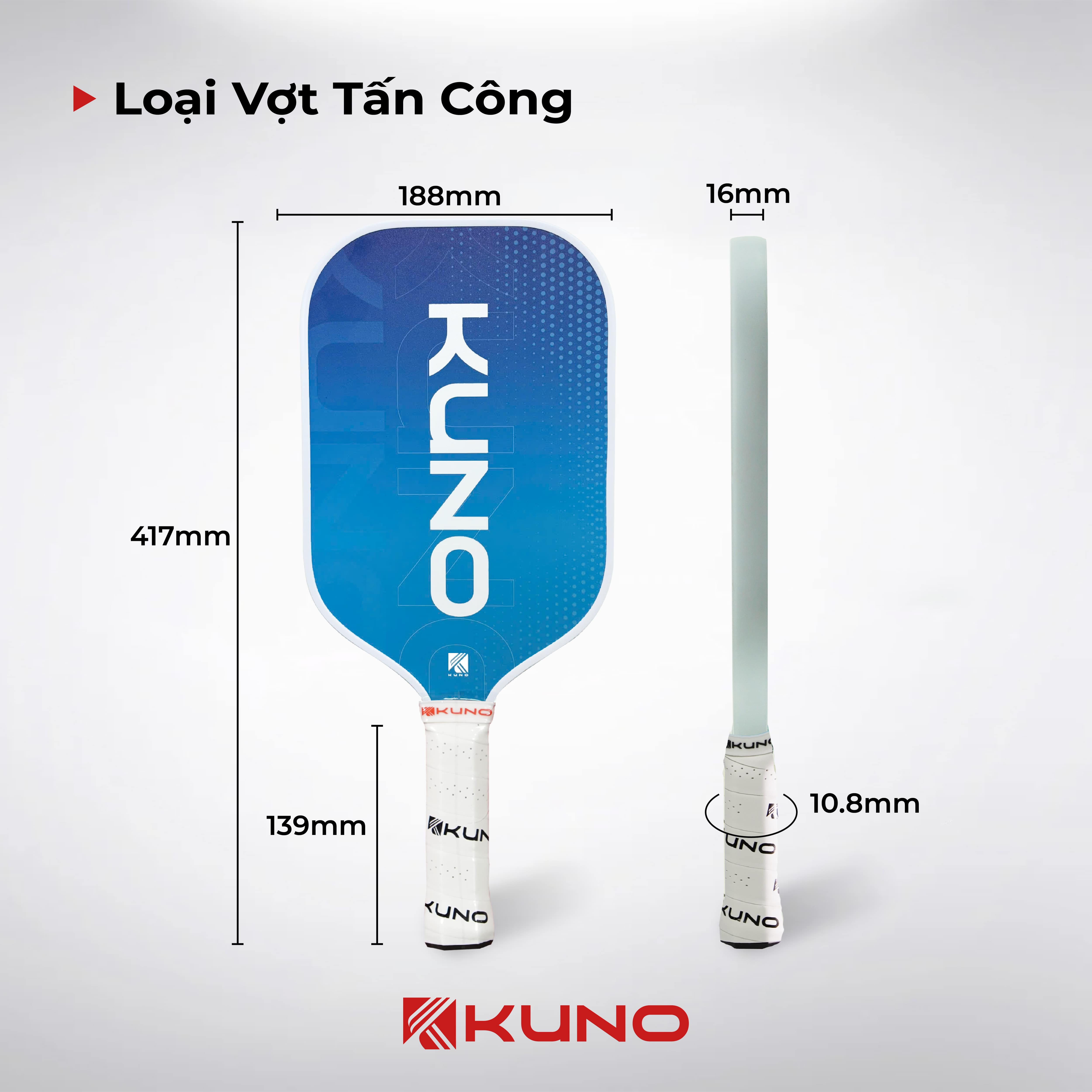 Mô tả Vợt Pickleball Kuno Starter 1 Chính Hãng Dành Cho Người Mới Chơi, Chất Liệu Sợi Thủy Tinh Cao Cấp - 4