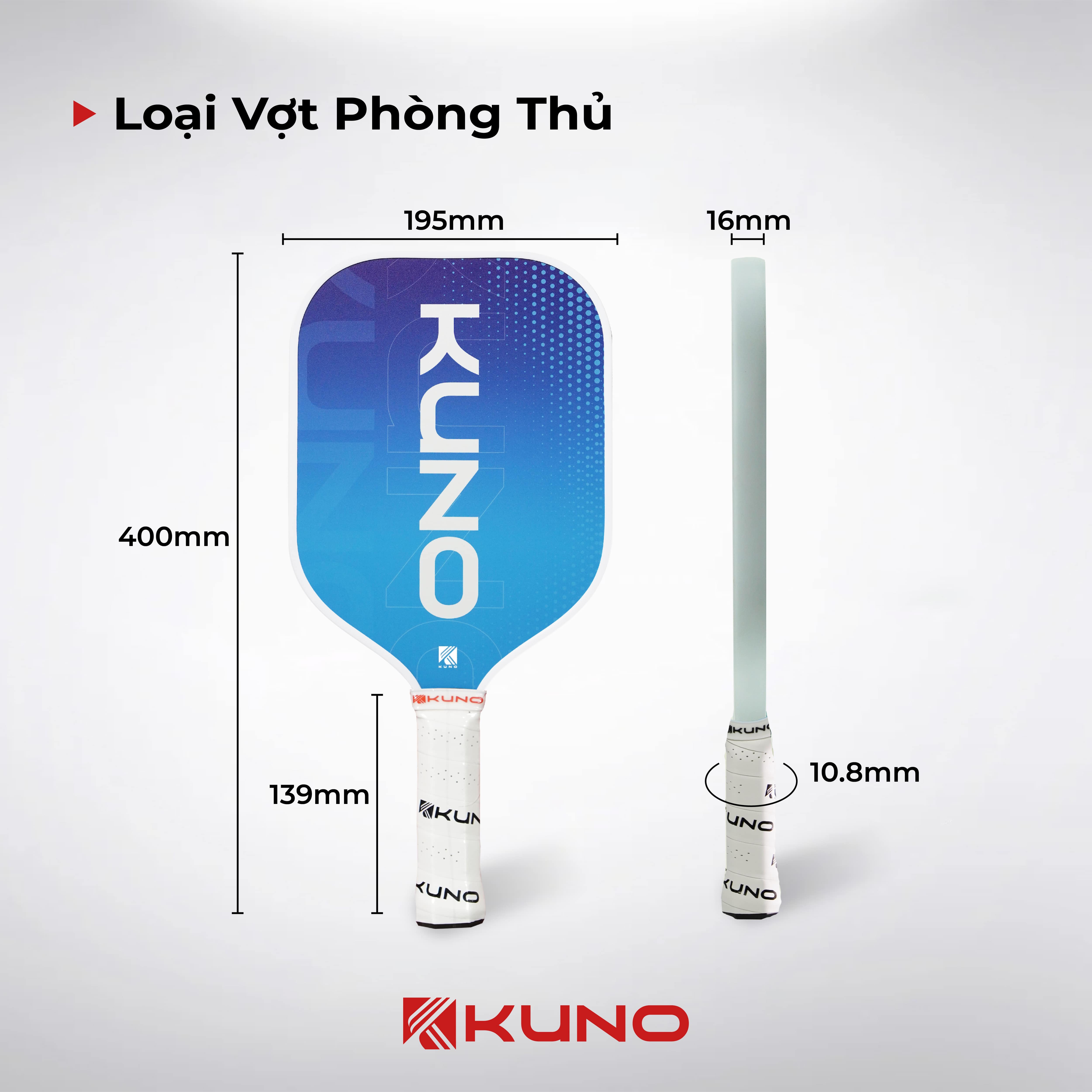 Mô tả Vợt Pickleball Kuno Starter 1 Chính Hãng Dành Cho Người Mới Chơi, Chất Liệu Sợi Thủy Tinh Cao Cấp - 5