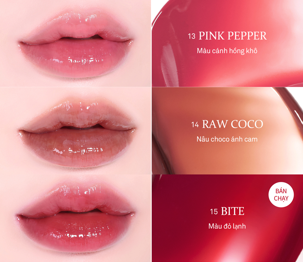 Mô tả Son Gel Tint hince Raw Glow Gel Tint (10 màu) 4ml - 5