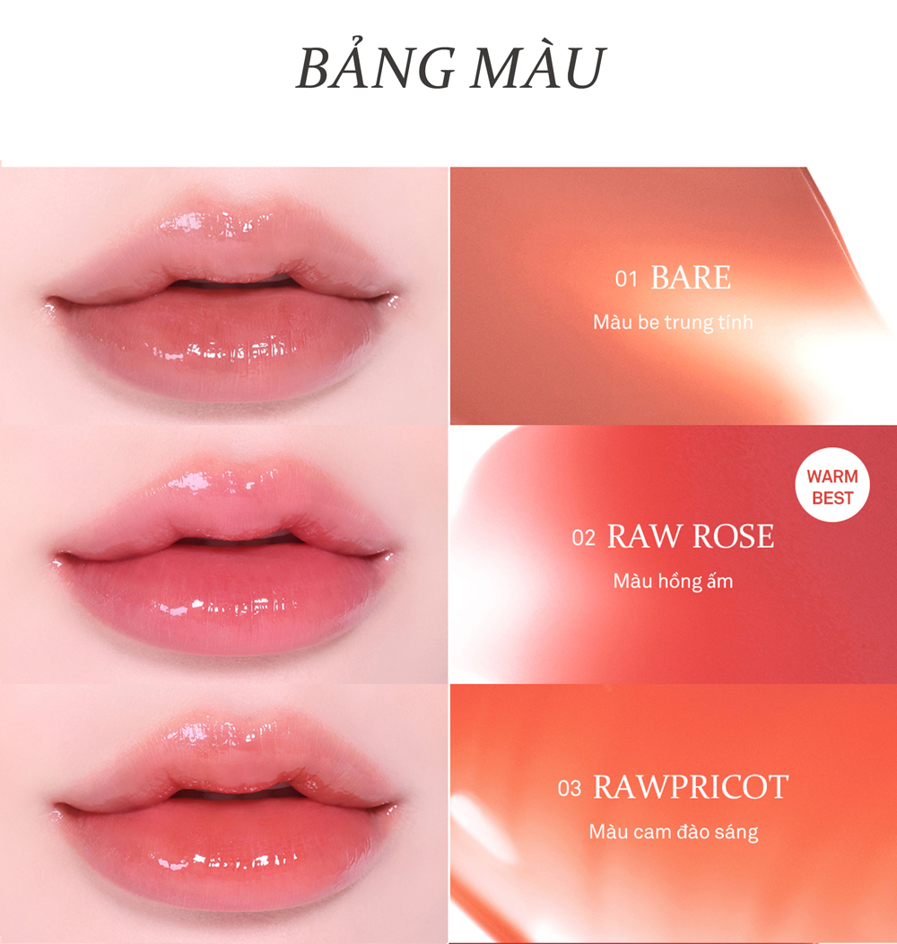 Mô tả Son Gel Tint hince Raw Glow Gel Tint (10 màu) 4ml - 6