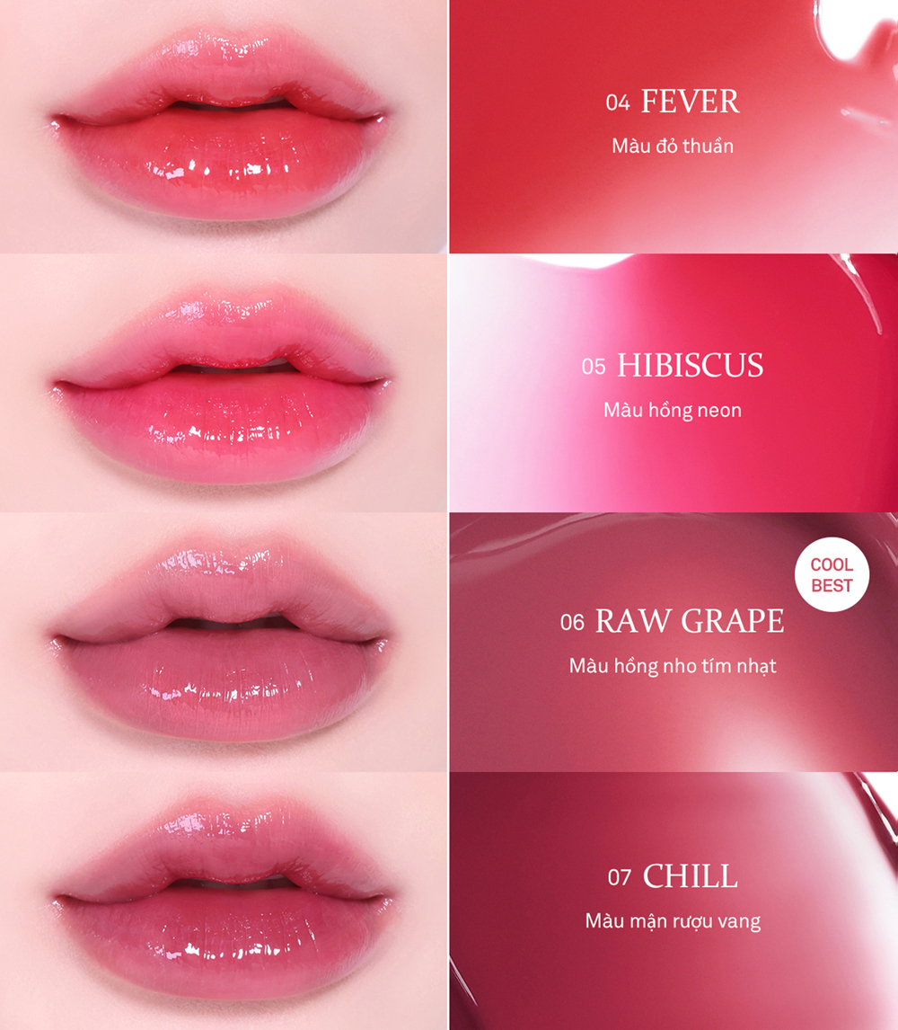 Mô tả Son Gel Tint hince Raw Glow Gel Tint (10 màu) 4ml - 7