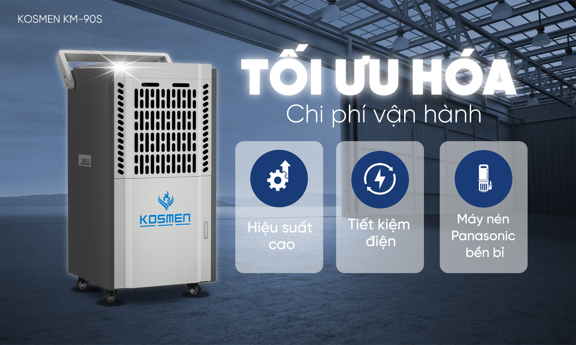 Mô tả Máy Hút Ẩm Công Nghiệp Kosmen KM-90S Dung Tích Bình Nước 8L - Hàng Chính Hãng Bảo Hành 24 Tháng - 4