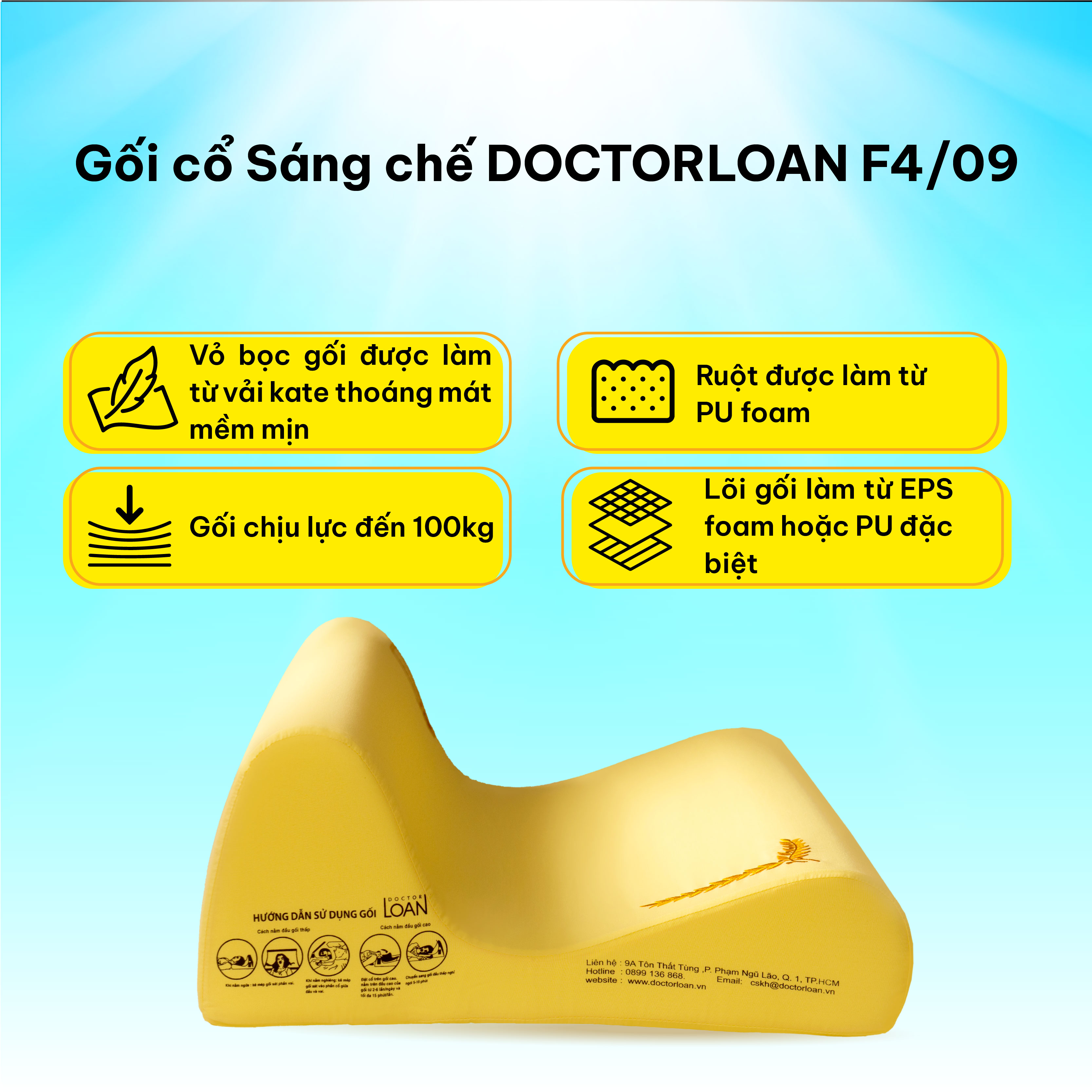 Mô tả GỐI CỔ SÁNG CHẾ DOCTORLOAN F4 bảo vệ đường cong sinh lý nắn chỉnh sai lệch đốt sống - 5