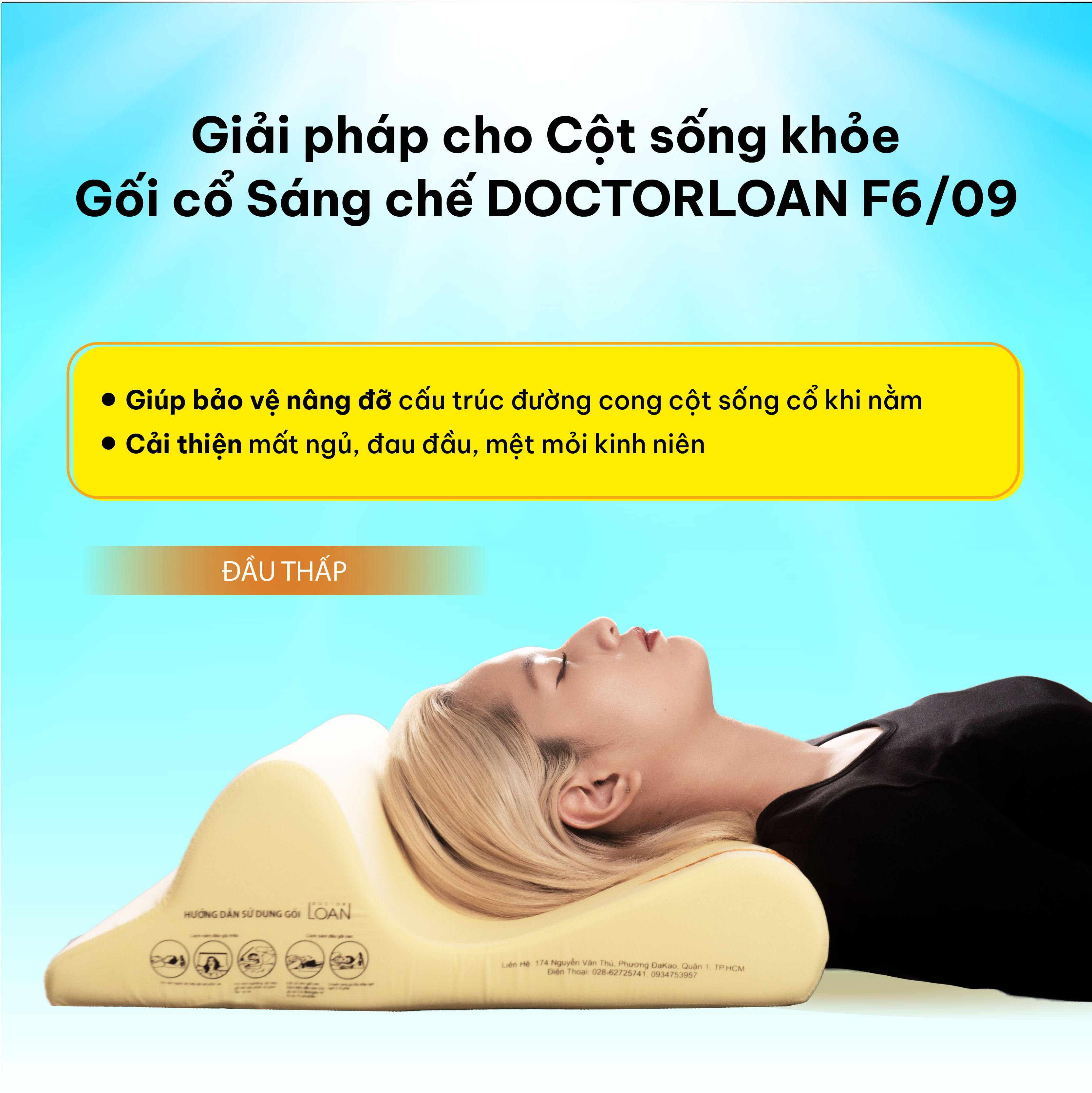 Mô tả GỐI CỔ SÁNG CHẾ DOCTORLOAN F6/09 bảo vệ đường cong sinh lý nắn chỉnh sai lệch đốt sống - 2