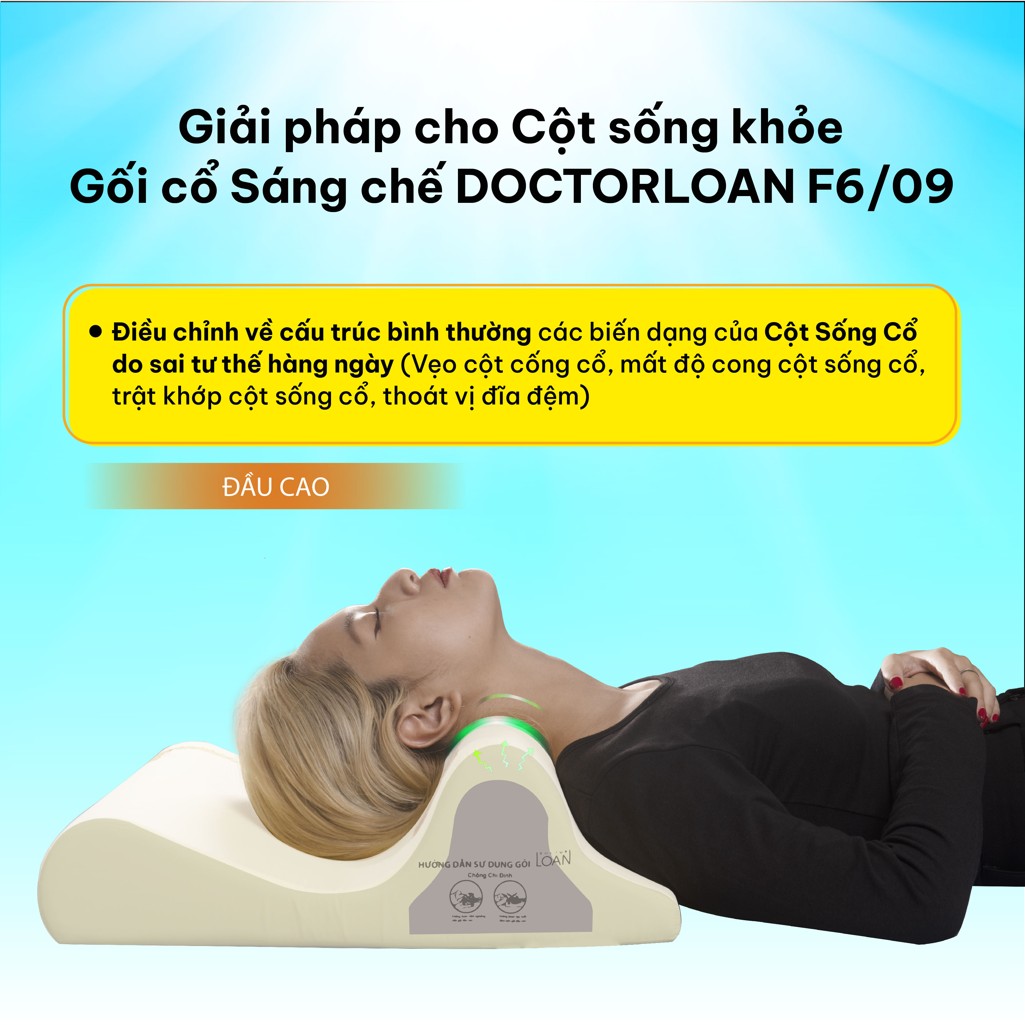 Mô tả GỐI CỔ SÁNG CHẾ DOCTORLOAN F6/09 bảo vệ đường cong sinh lý nắn chỉnh sai lệch đốt sống - 3