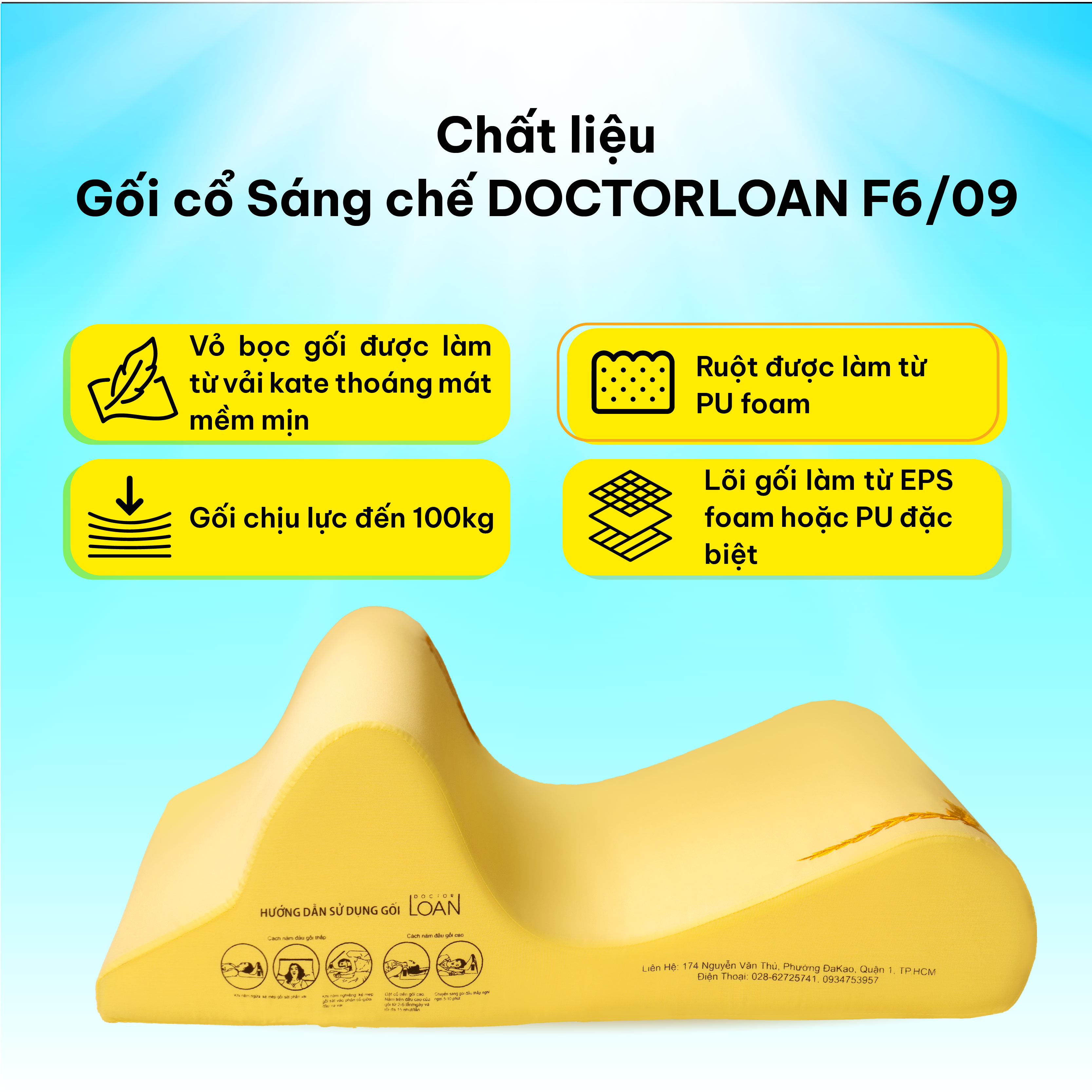 Mô tả GỐI CỔ SÁNG CHẾ DOCTORLOAN F6/09 bảo vệ đường cong sinh lý nắn chỉnh sai lệch đốt sống - 4