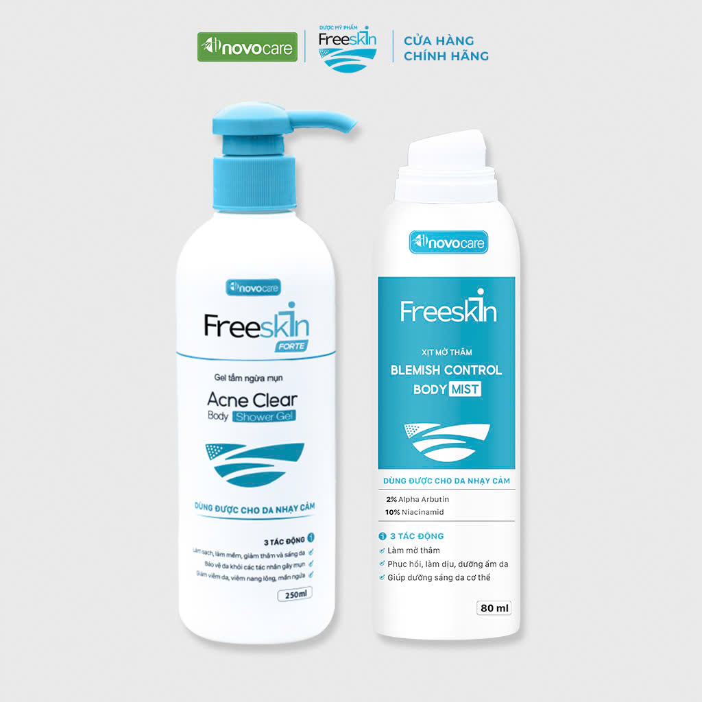 Mô tả Combo Gel tắm Freeskin Acne Clear Body Shower Gel & Xịt thâm Freeskin Blemish Control Body Mist 80ml - 1