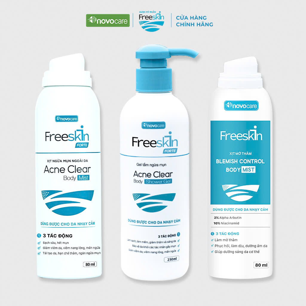 Mô tả Combo Xịt mụn Freeskin 80ml & Gel tắm Freeskin 250ml & Xịt thâm 80ml - 1