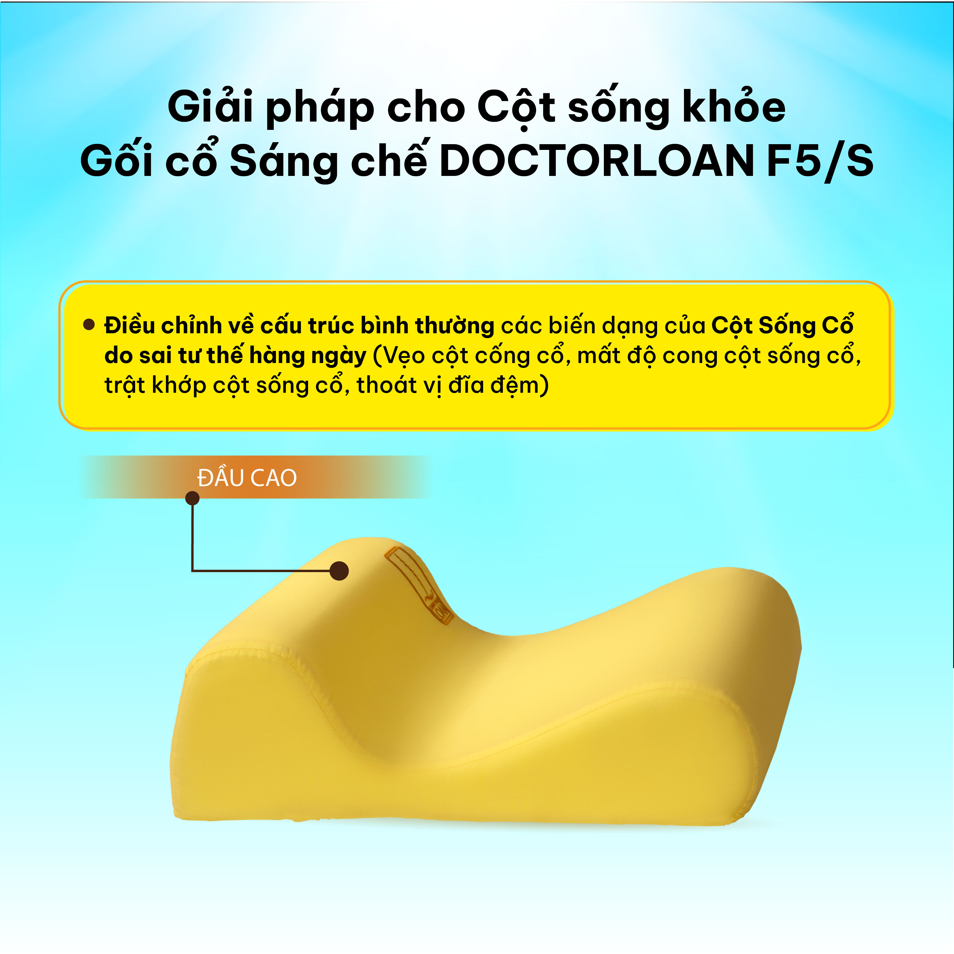 Mô tả GỐI CỔ SÁNG CHẾ F5 DoctorLoan bảo vệ đường cong sinh lý nắn chỉnh sai lệch đốt sống - 3