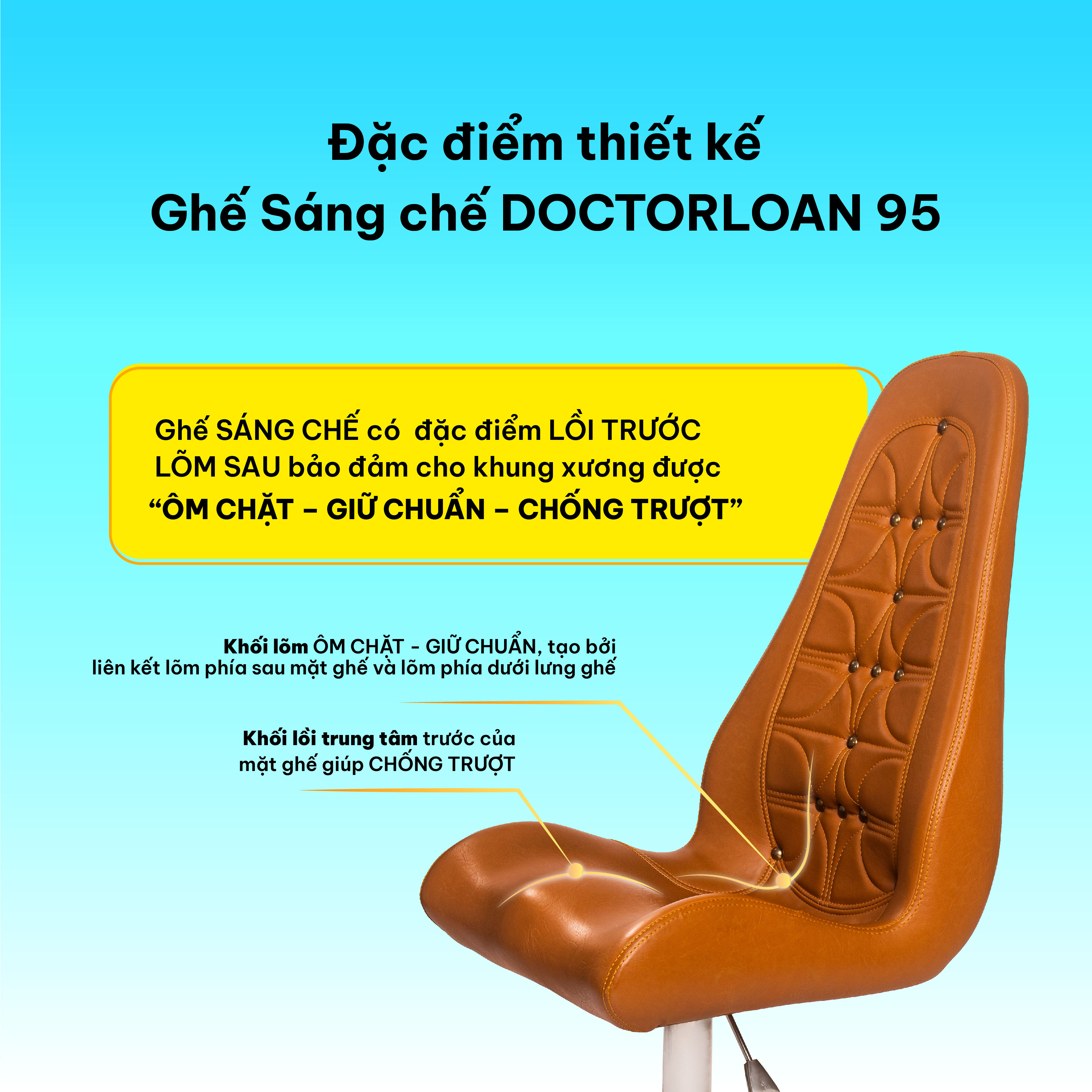 Mô tả Ghế sáng chế DOCTORLOAN 95 hỗ trợ nắn chỉnh cột sống - 2