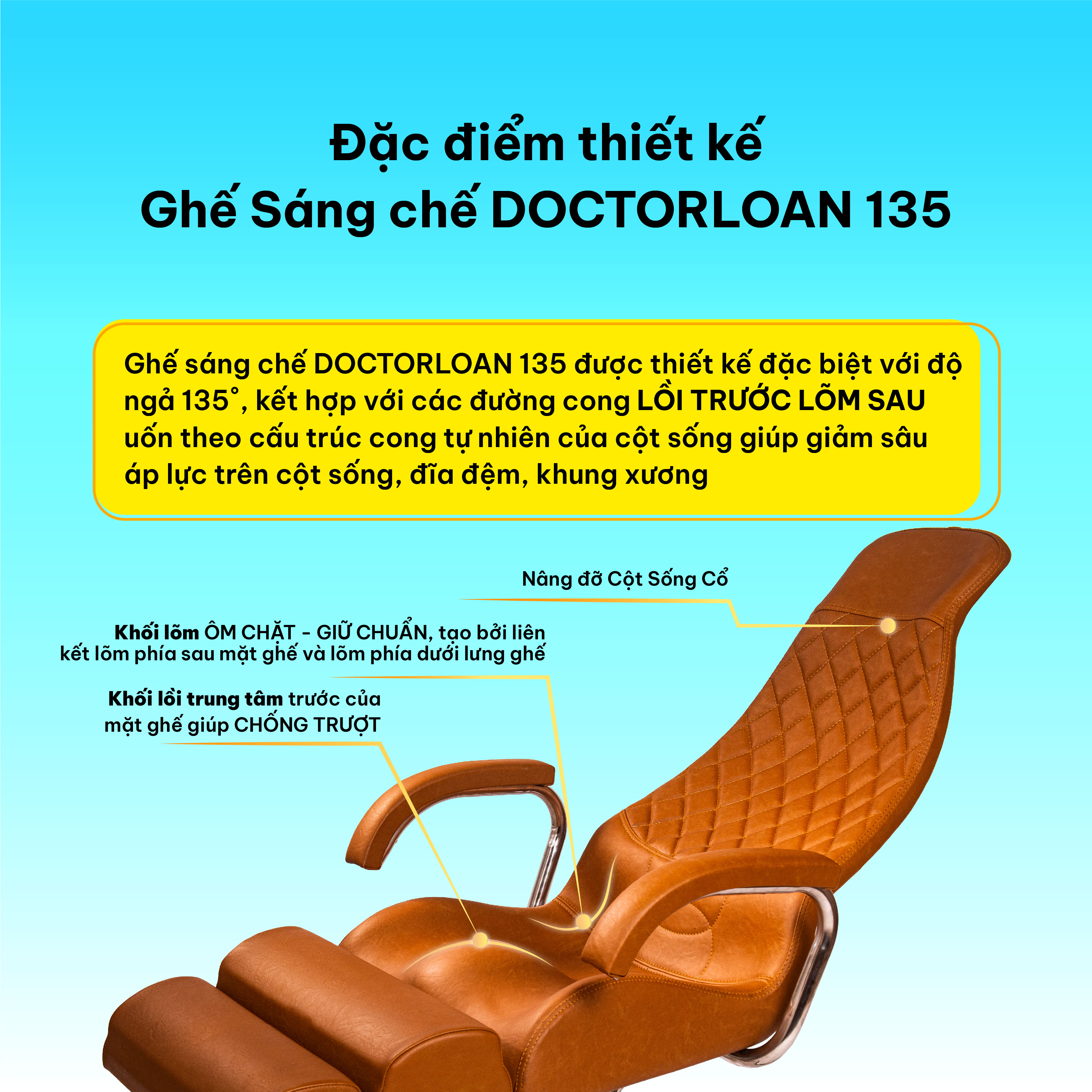 Mô tả Ghế sáng chế DOCTORLOAN 135 độ giúp hỗ trợ nắn chỉnh cột sống - 2
