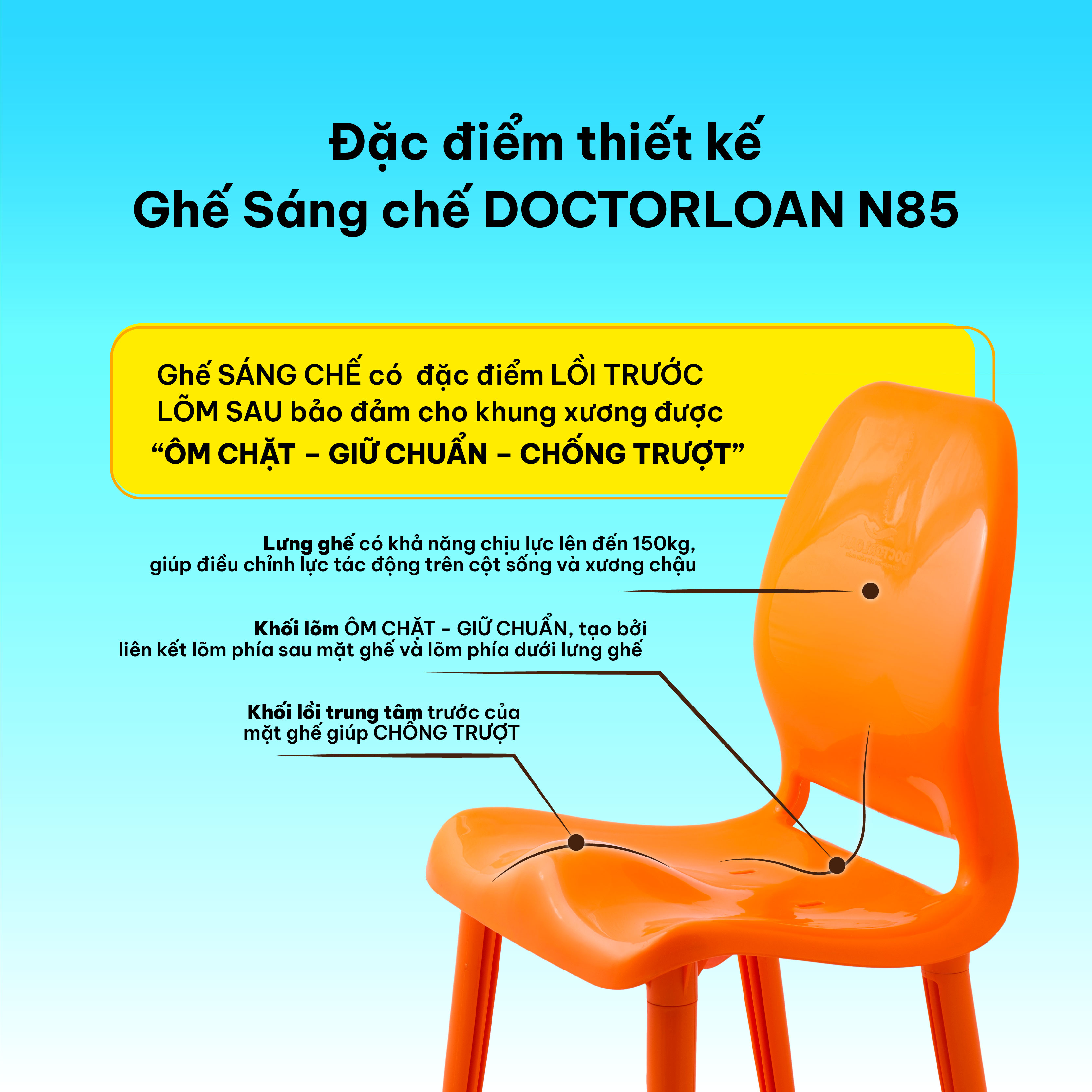 Mô tả Ghế sáng chế DOCTORLOAN N85 chỉnh dáng ngồi hỗ trợ cột sống - 2
