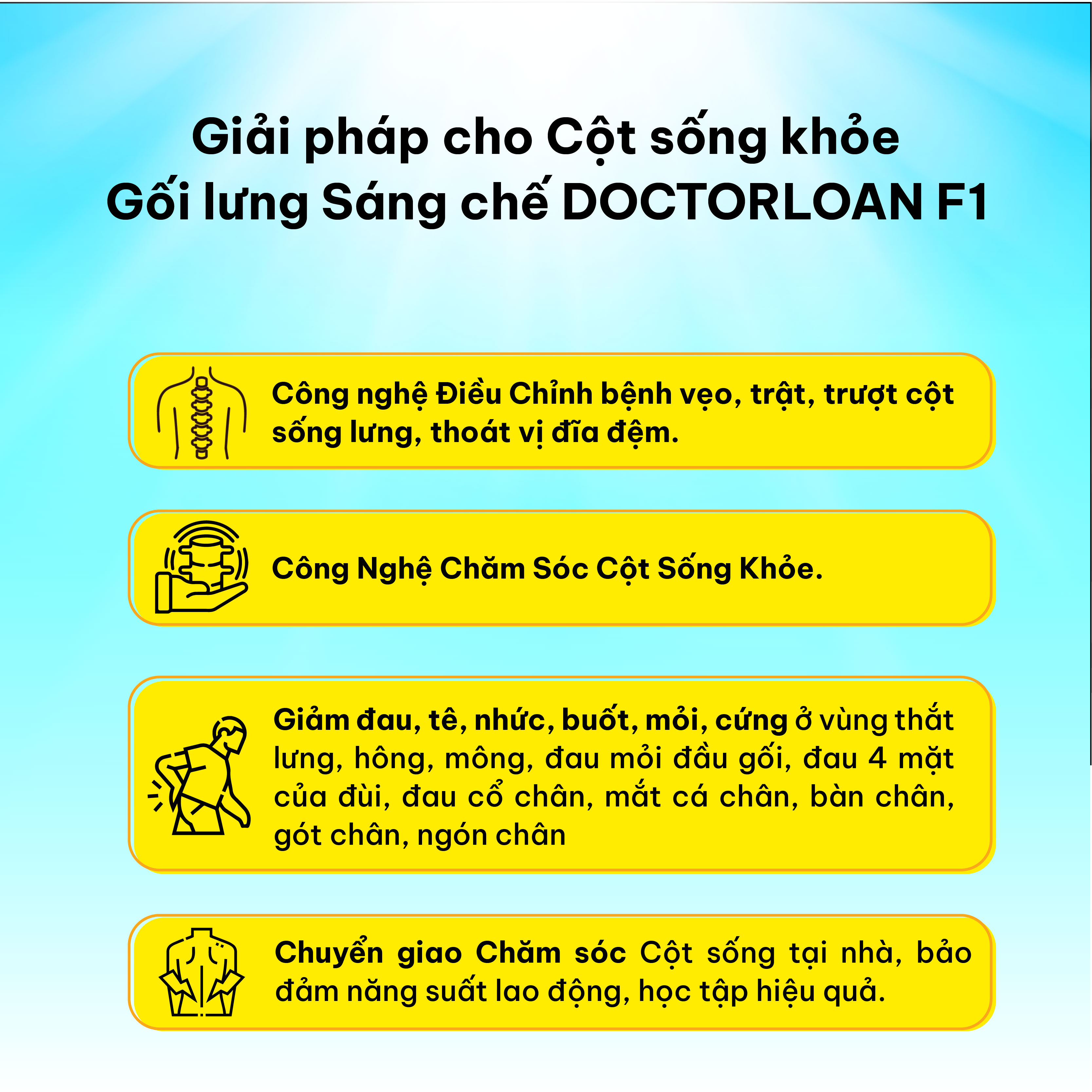 Mô tả Gối lưng sáng chế DoctorLoan F1 hỗ trợ nắn chỉnh đốt sống lưng ngực - 3