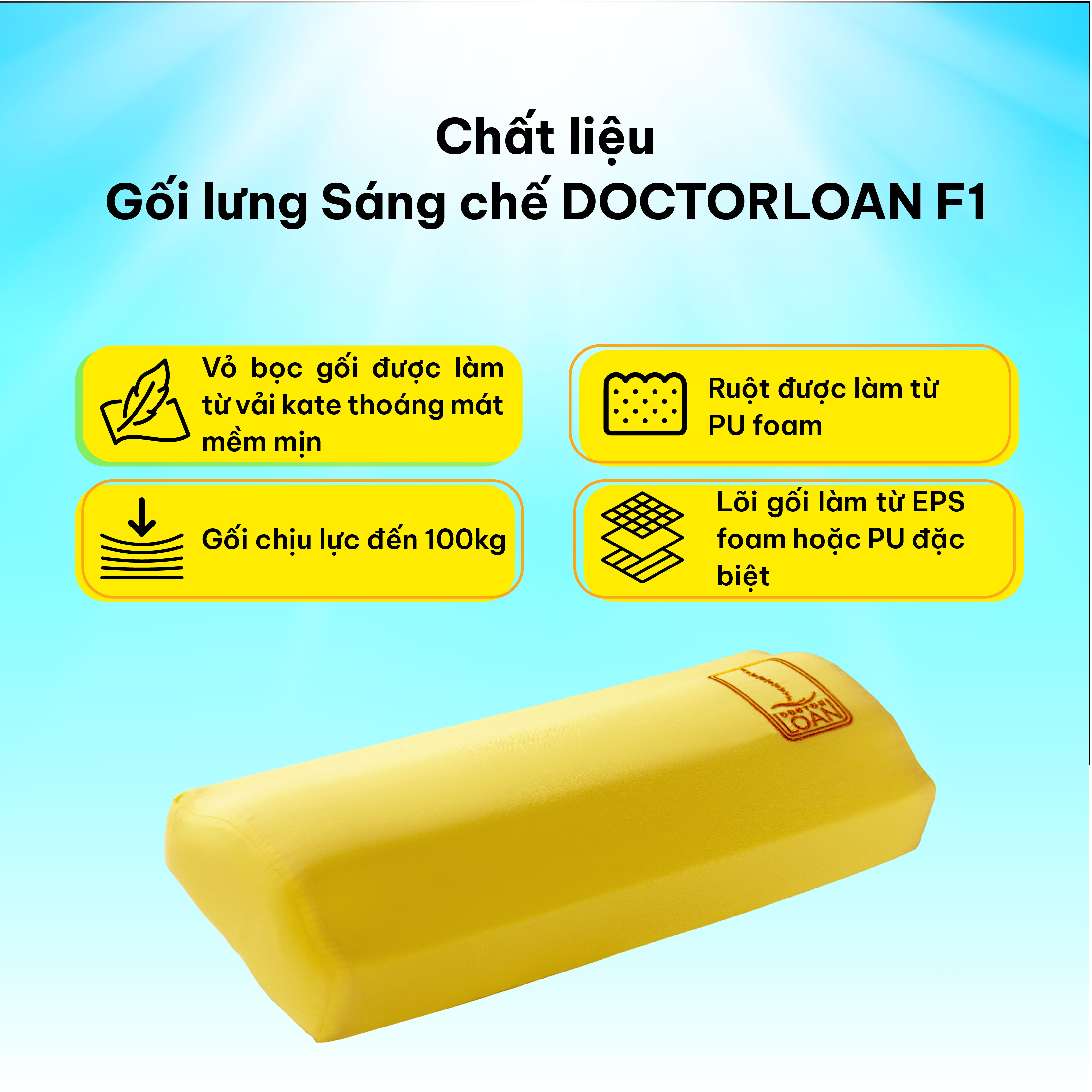 Mô tả Gối lưng sáng chế DoctorLoan F1 hỗ trợ nắn chỉnh đốt sống lưng ngực - 6