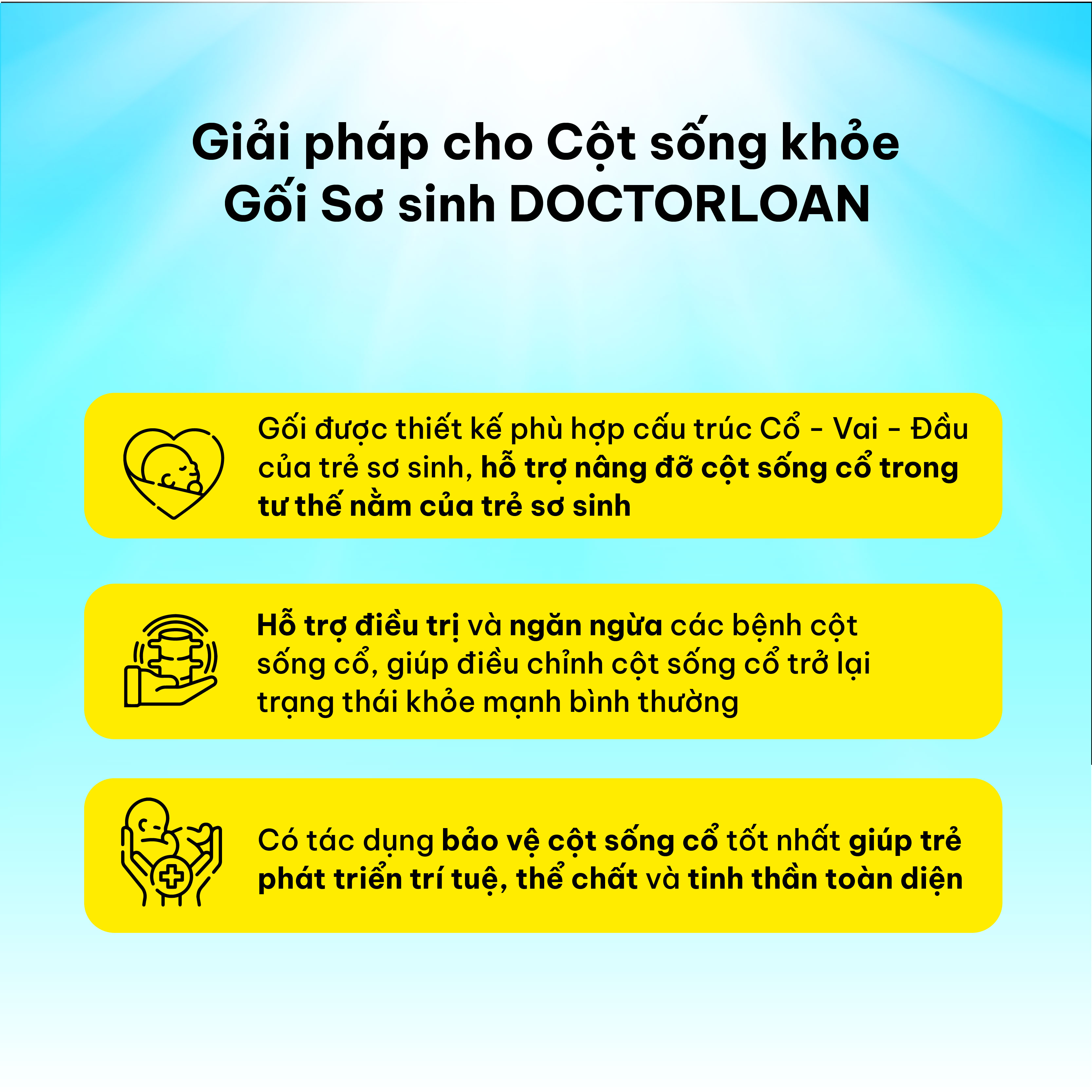 Mô tả Gối sơ sinh DOCTORLOAN bảo vệ cột sống cổ cho bé từ 0 -1 tuổi - 3