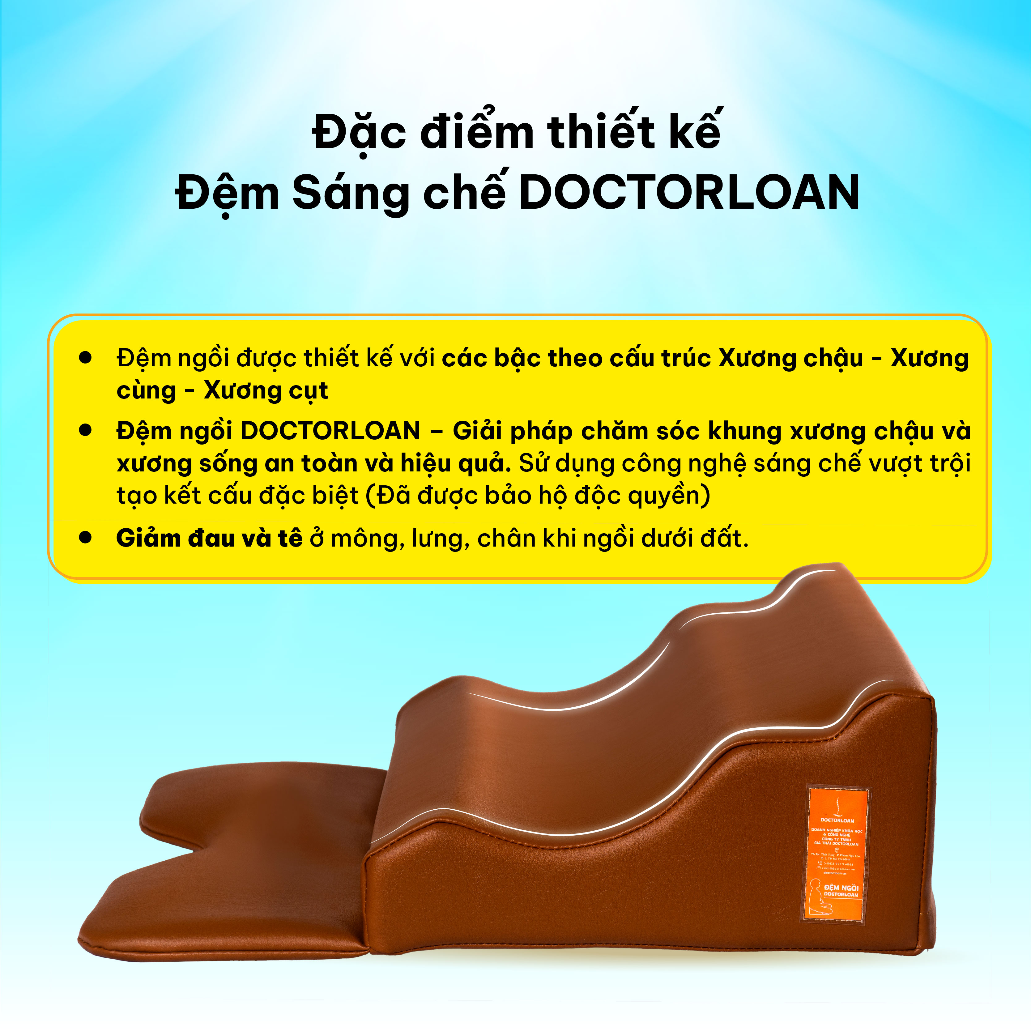 Mô tả Đệm ngồi thiền DoctorLoan giữ dáng ngồi hỗ trợ nắn chỉnh cột sống - 2