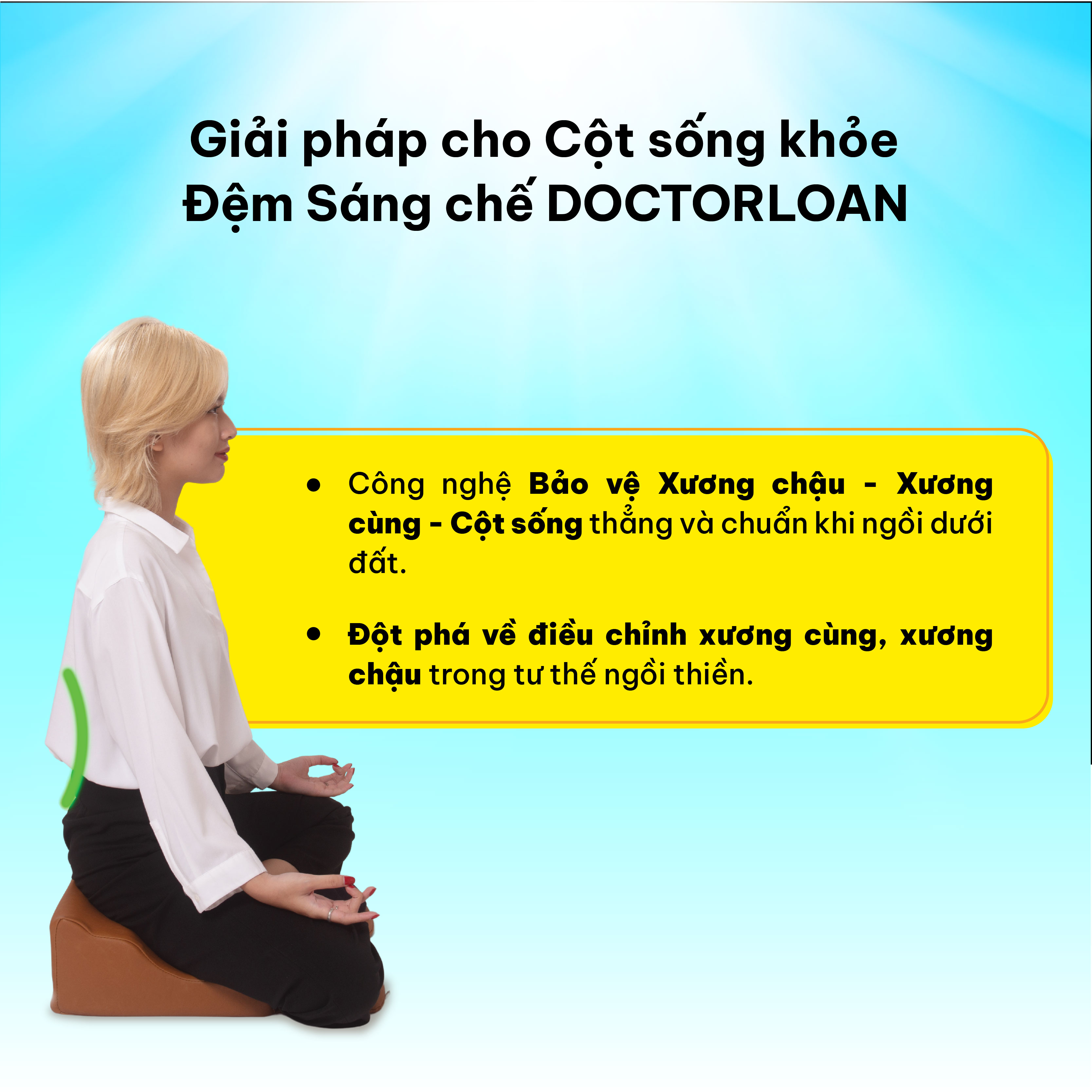 Mô tả Đệm ngồi thiền DoctorLoan giữ dáng ngồi hỗ trợ nắn chỉnh cột sống - 3