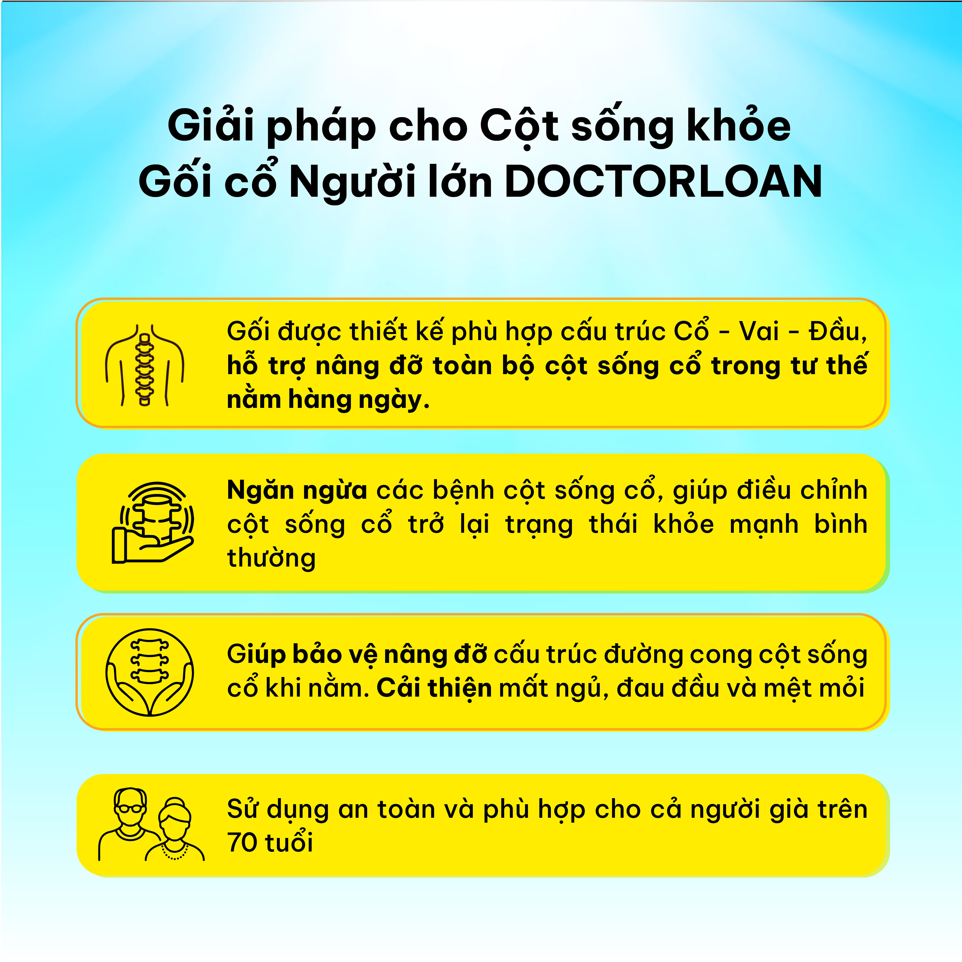 Mô tả Gối cổ người lớn DOCTORLOAN giữ đường cong sinh lý bảo vệ cột sống cổ - 3