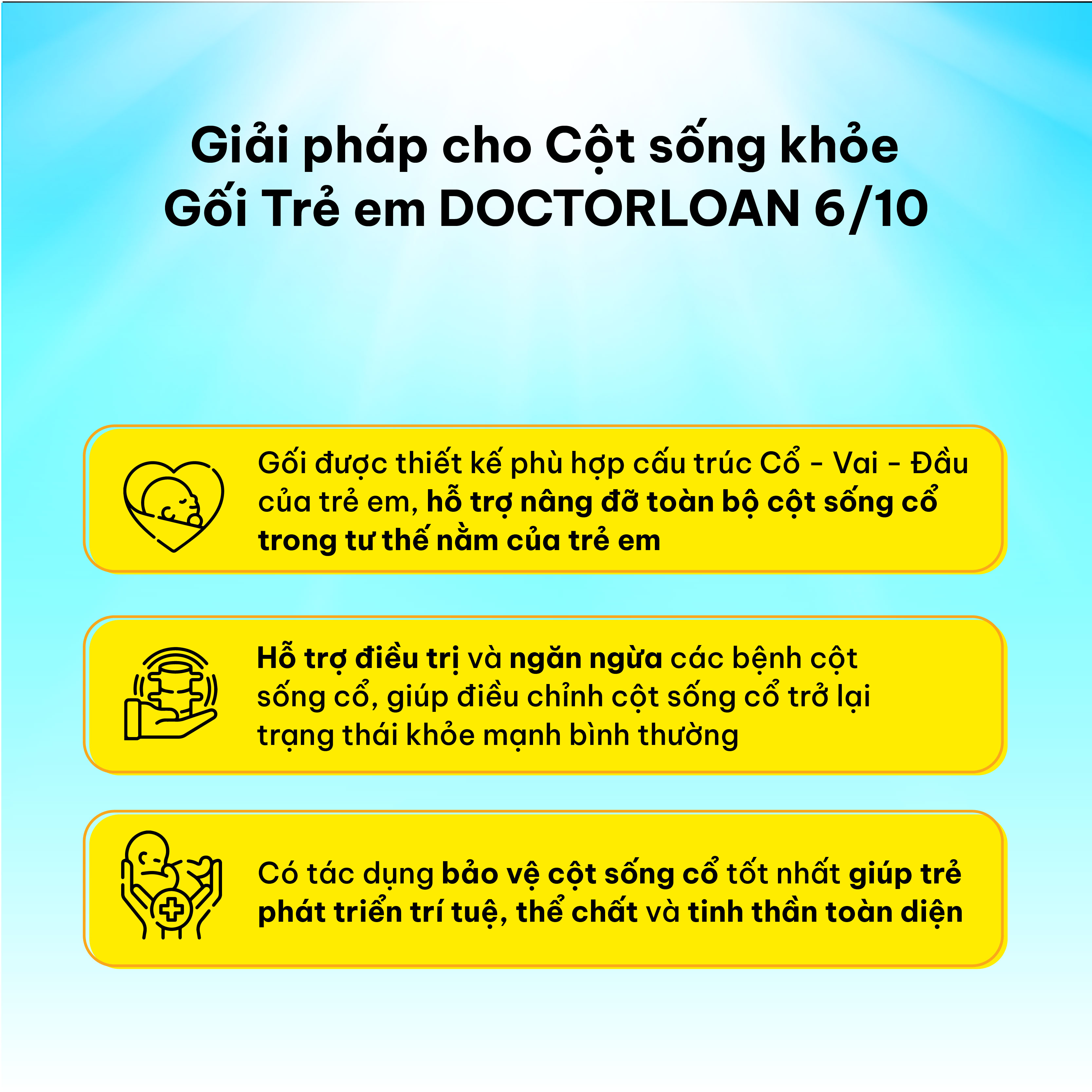 Mô tả Gối cổ trẻ em DOCTORLOAN bảo vệ đường cong sinh lý cổ cho trẻ từ 2-10 tuổi - 3