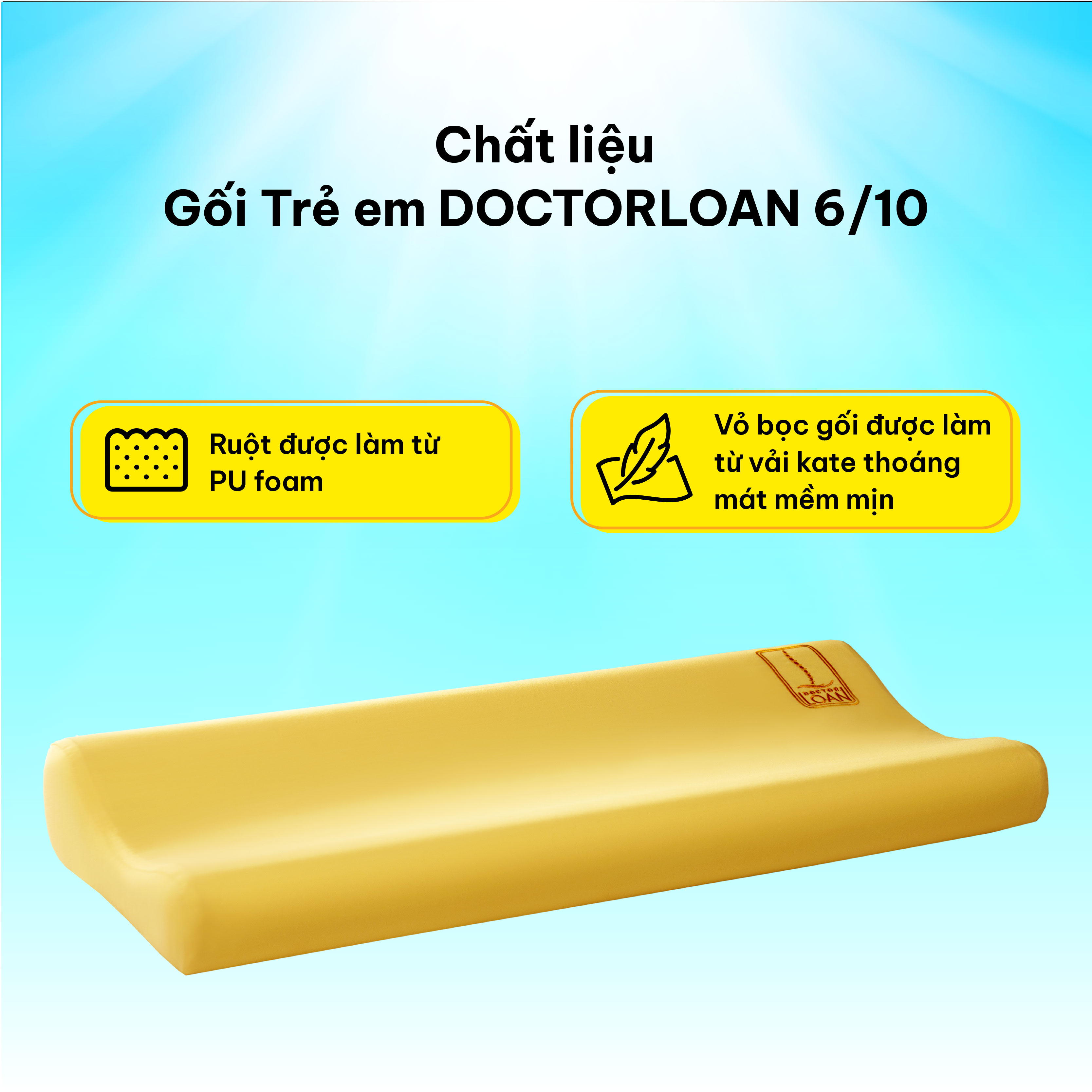 Mô tả Gối cổ trẻ em DOCTORLOAN bảo vệ đường cong sinh lý cổ cho trẻ từ 2-10 tuổi - 4