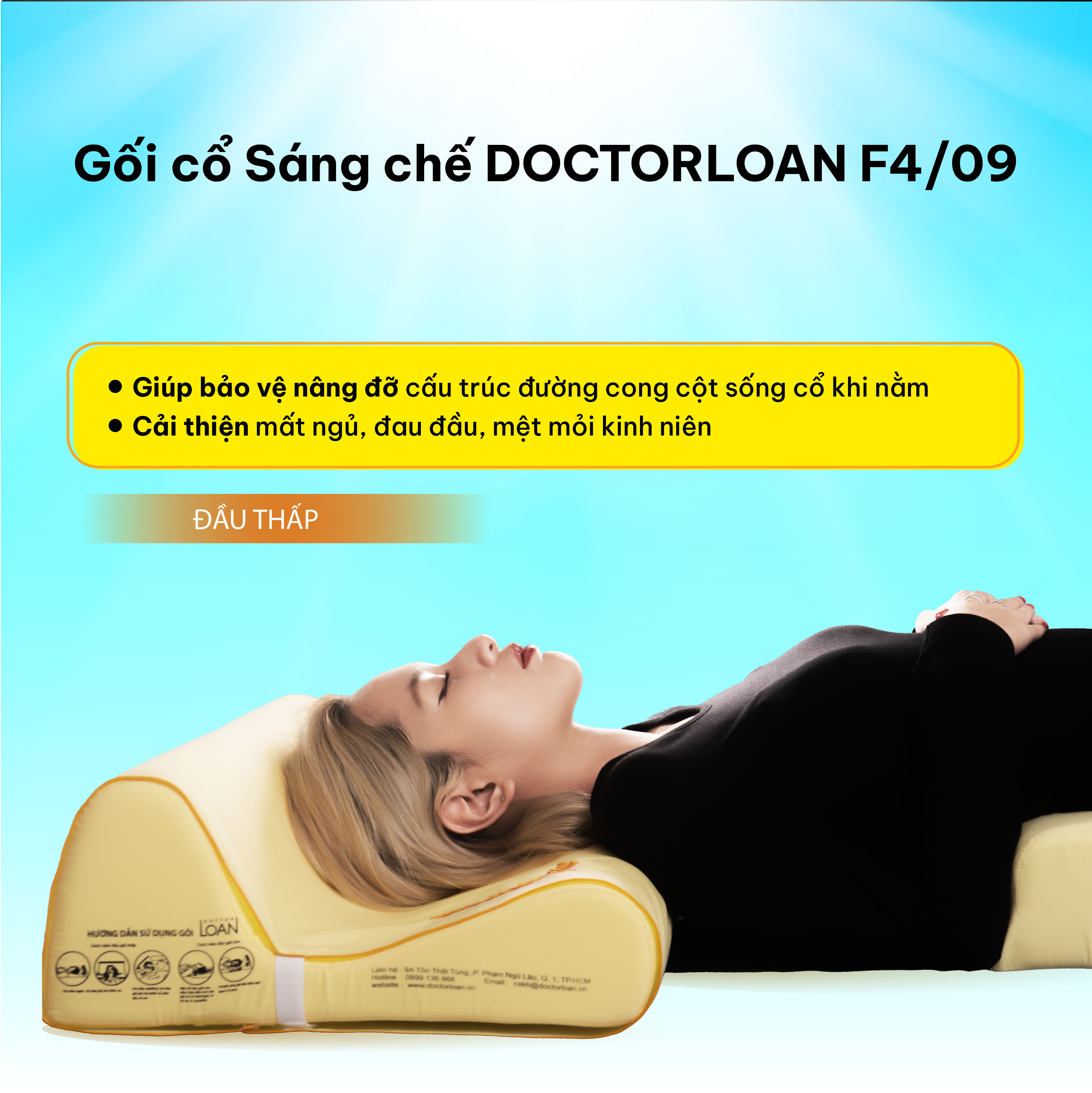 Mô tả Combo gối sáng chế DOCTORLOAN hỗ trợ nắn chỉnh cột sống bảo vệ đường cong sinh lý - 3