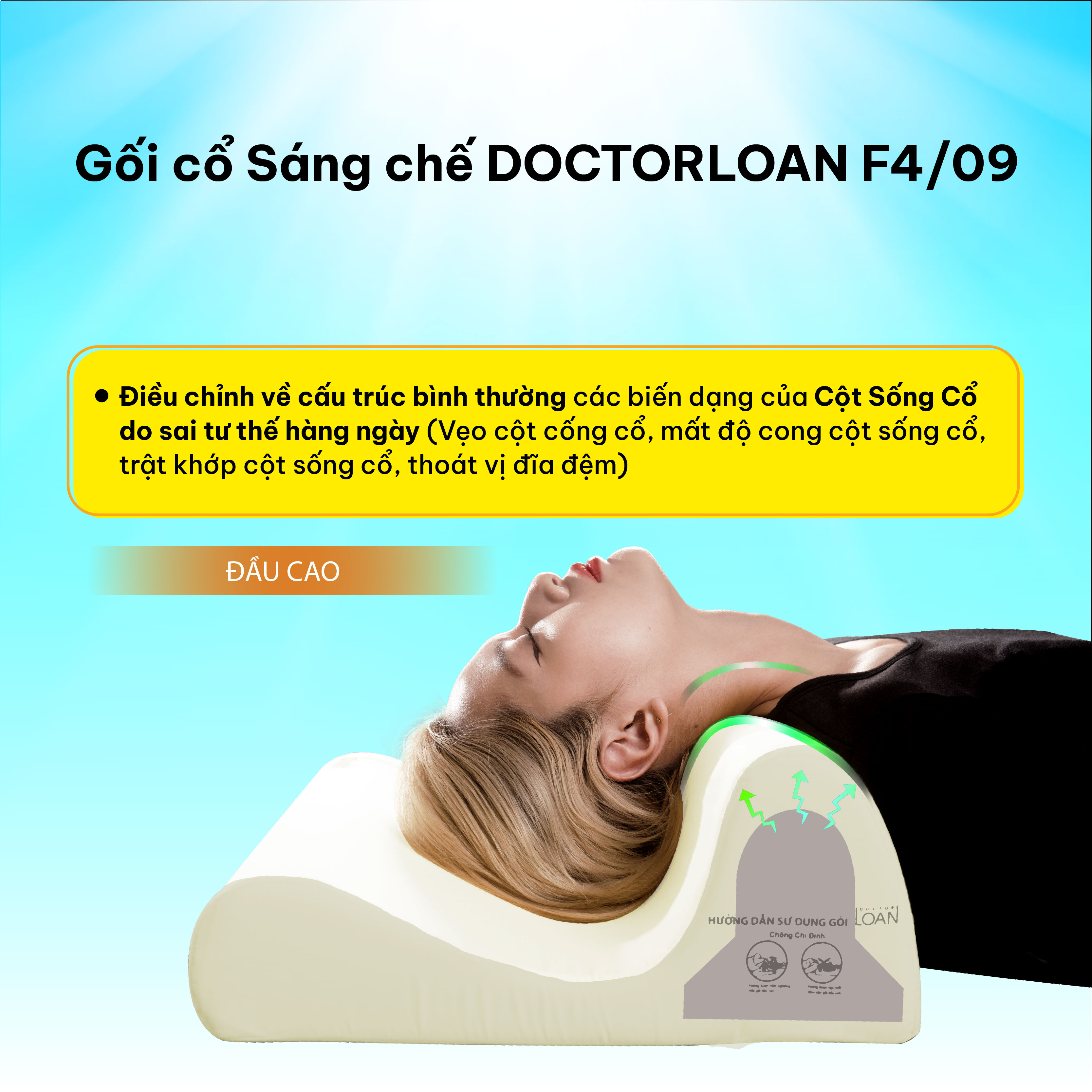 Mô tả Combo gối sáng chế DOCTORLOAN hỗ trợ nắn chỉnh cột sống bảo vệ đường cong sinh lý - 4
