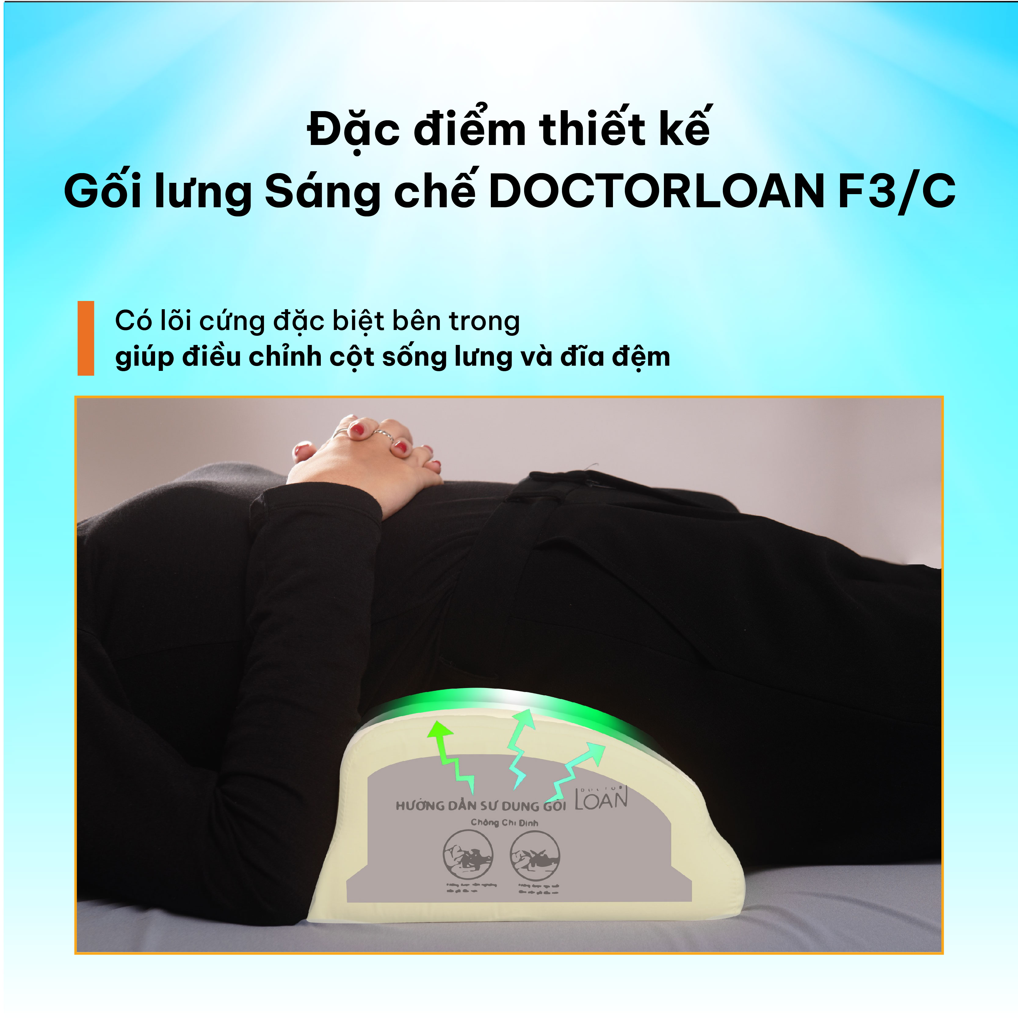 Mô tả Combo gối sáng chế DOCTORLOAN hỗ trợ nắn chỉnh cột sống bảo vệ đường cong sinh lý - 5