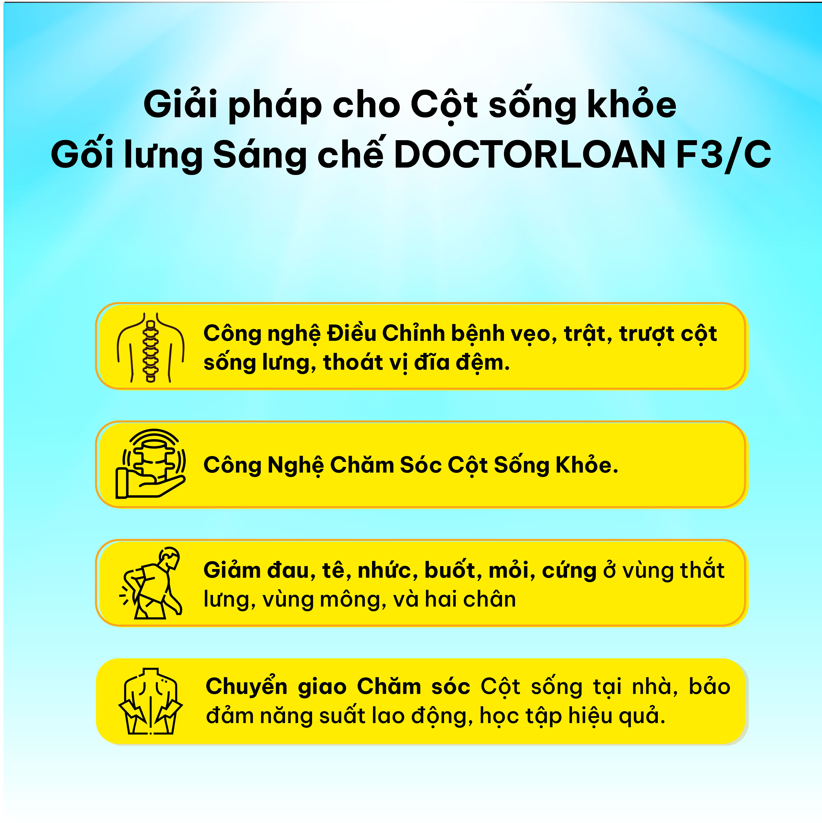 Mô tả Combo gối sáng chế DOCTORLOAN hỗ trợ nắn chỉnh cột sống bảo vệ đường cong sinh lý - 7