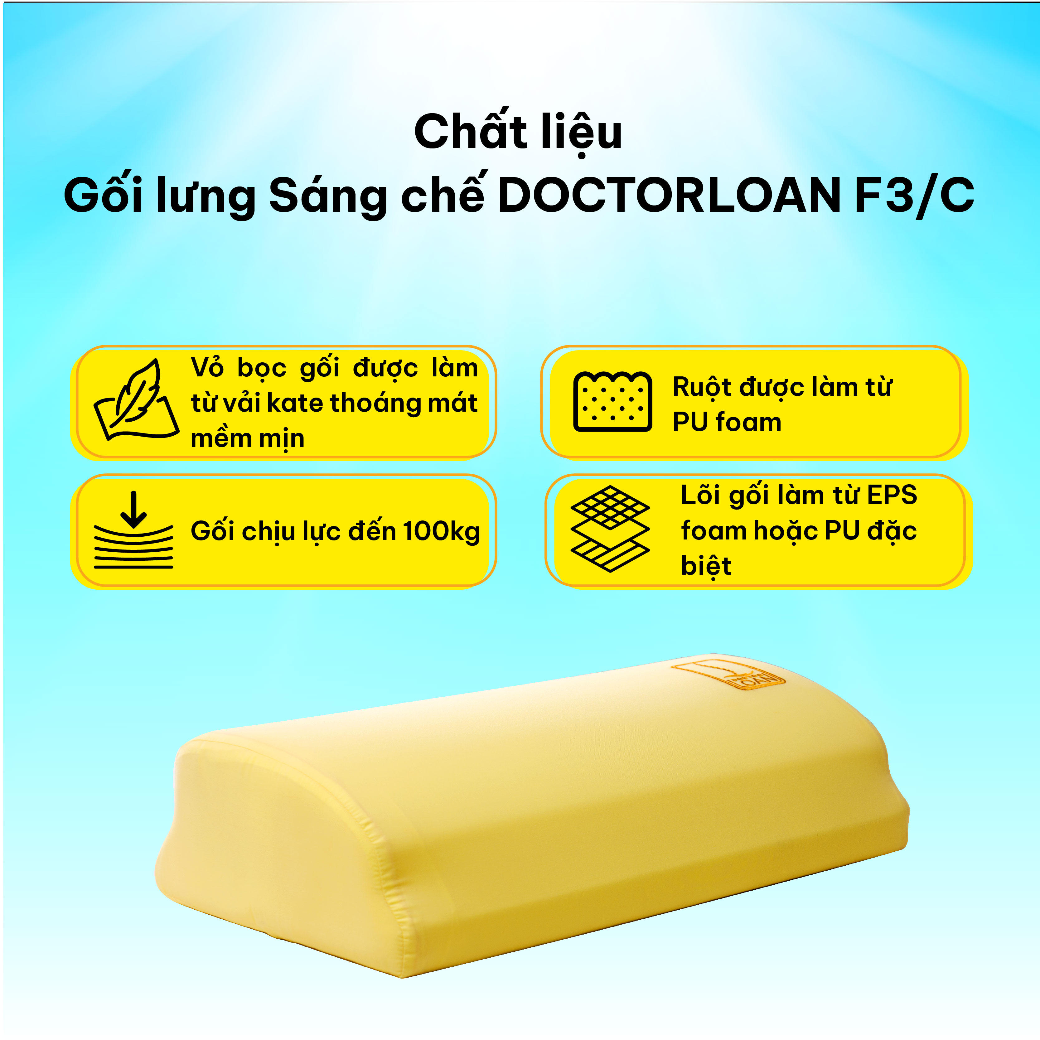 Mô tả Combo gối sáng chế DOCTORLOAN hỗ trợ nắn chỉnh cột sống bảo vệ đường cong sinh lý - 8